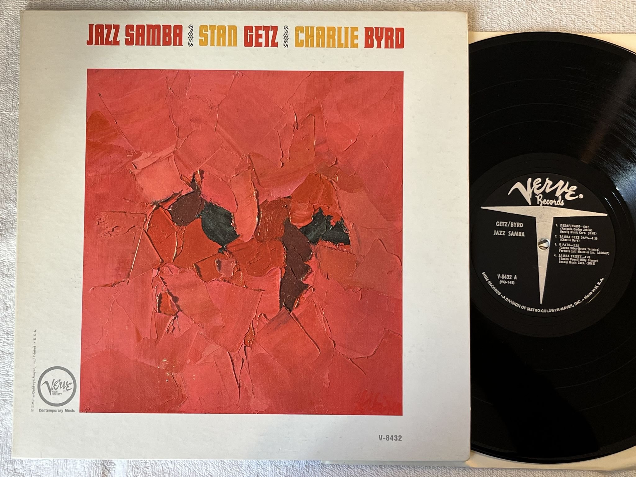 Omslagsbild för skivan STAN GETZ / CHARLIE BYRD jazz samba LP -62 US VERVE V-8432