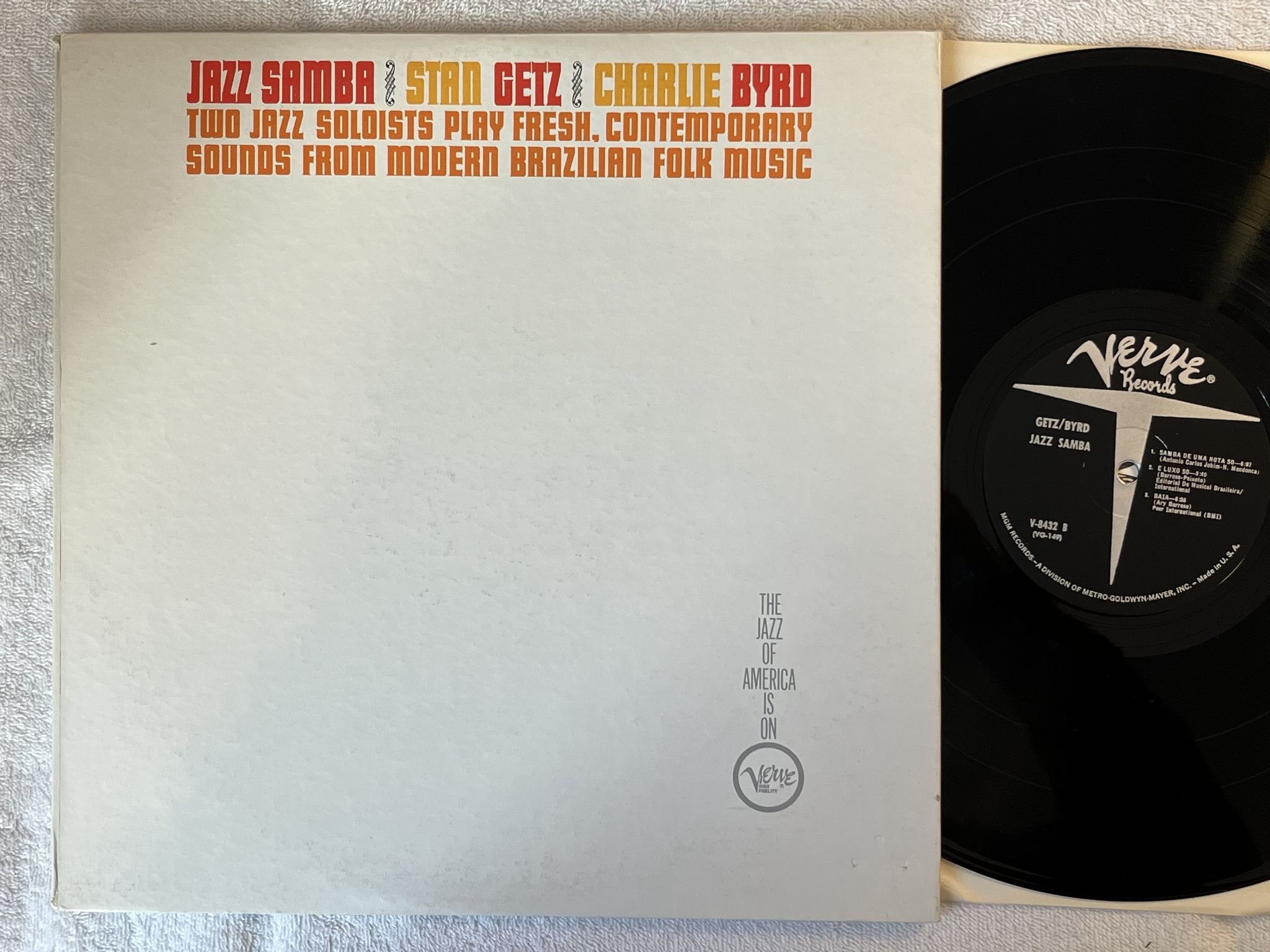 Omslagsbild för skivan STAN GETZ / CHARLIE BYRD jazz samba LP -62 US VERVE V-8432