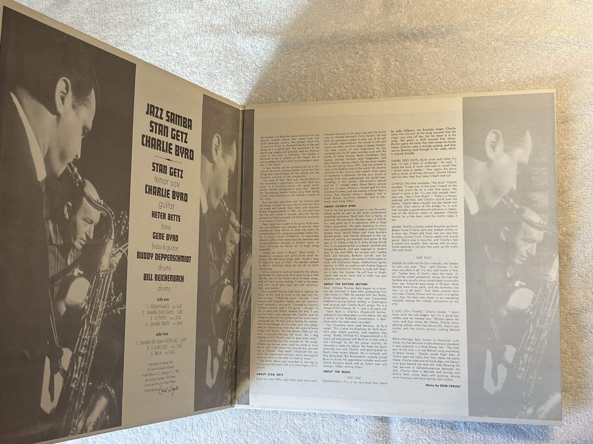 Omslagsbild för skivan STAN GETZ / CHARLIE BYRD jazz samba LP -62 US VERVE V-8432