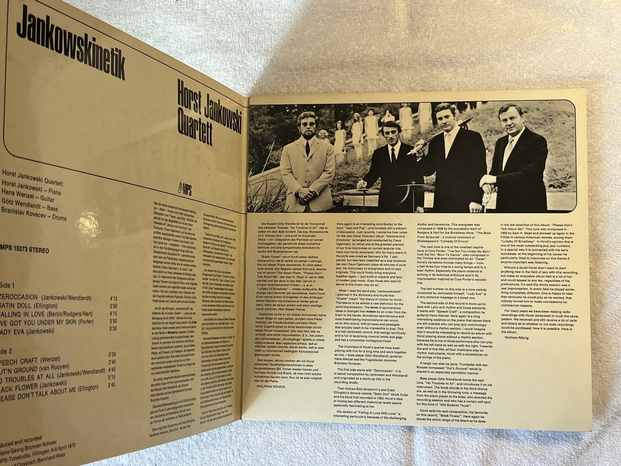 Omslagsbild för skivan HORST JANKOWSKI QUARTETT jankowskinetik LP -71 Ger -71 MPS CRM 732