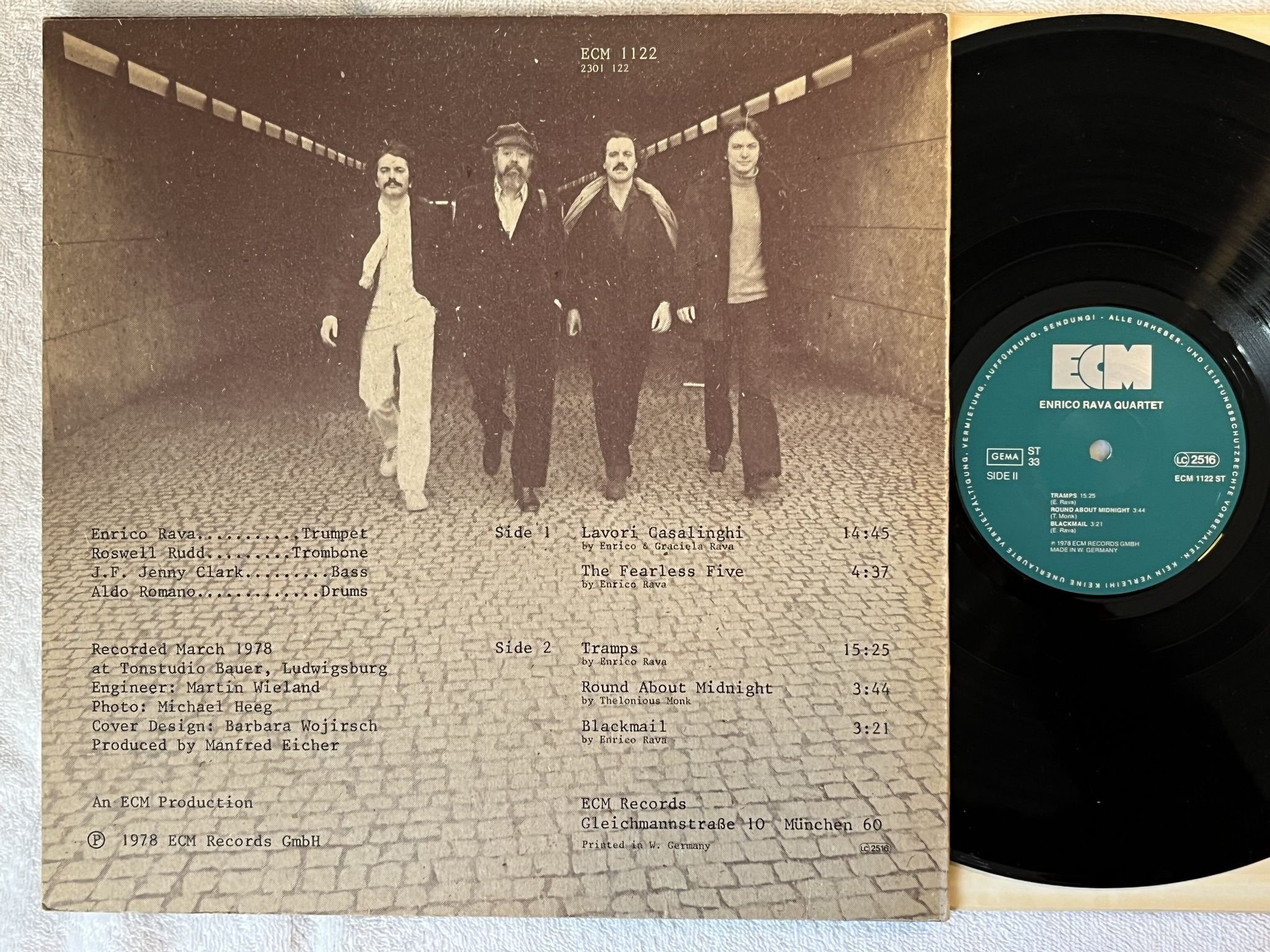 Omslagsbild för skivan ENRICO RAVA QUARTET s/t LP -78 Ger ECM 1122 ST