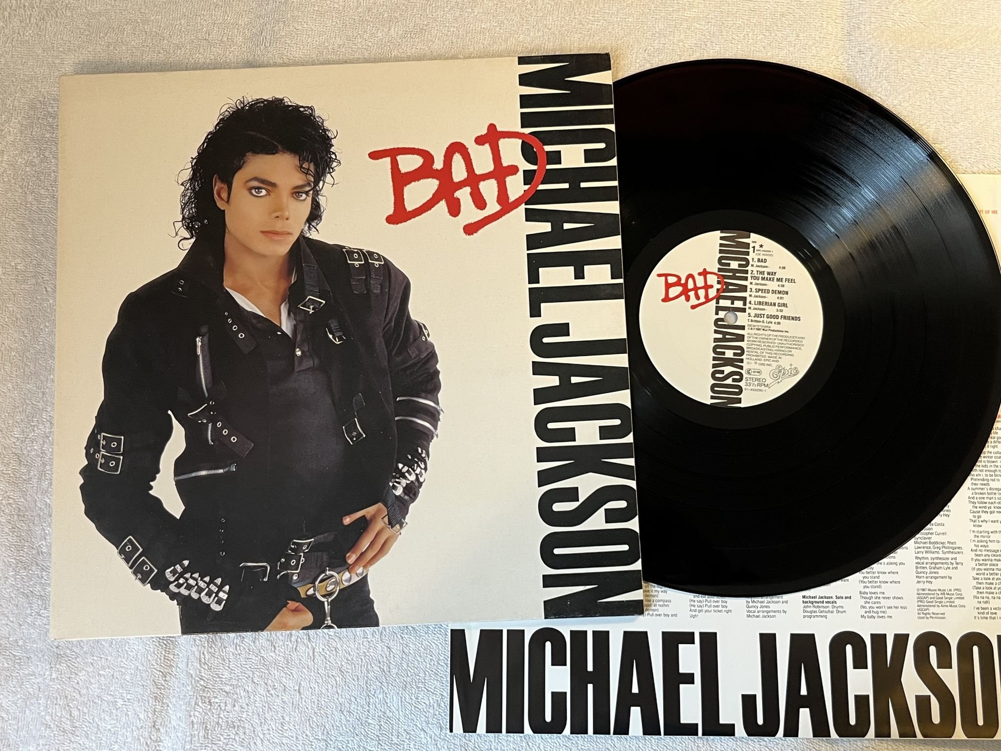 Omslagsbild för skivan MICHAEL JACKSON bad LP -87 EPIC EPC 4502901