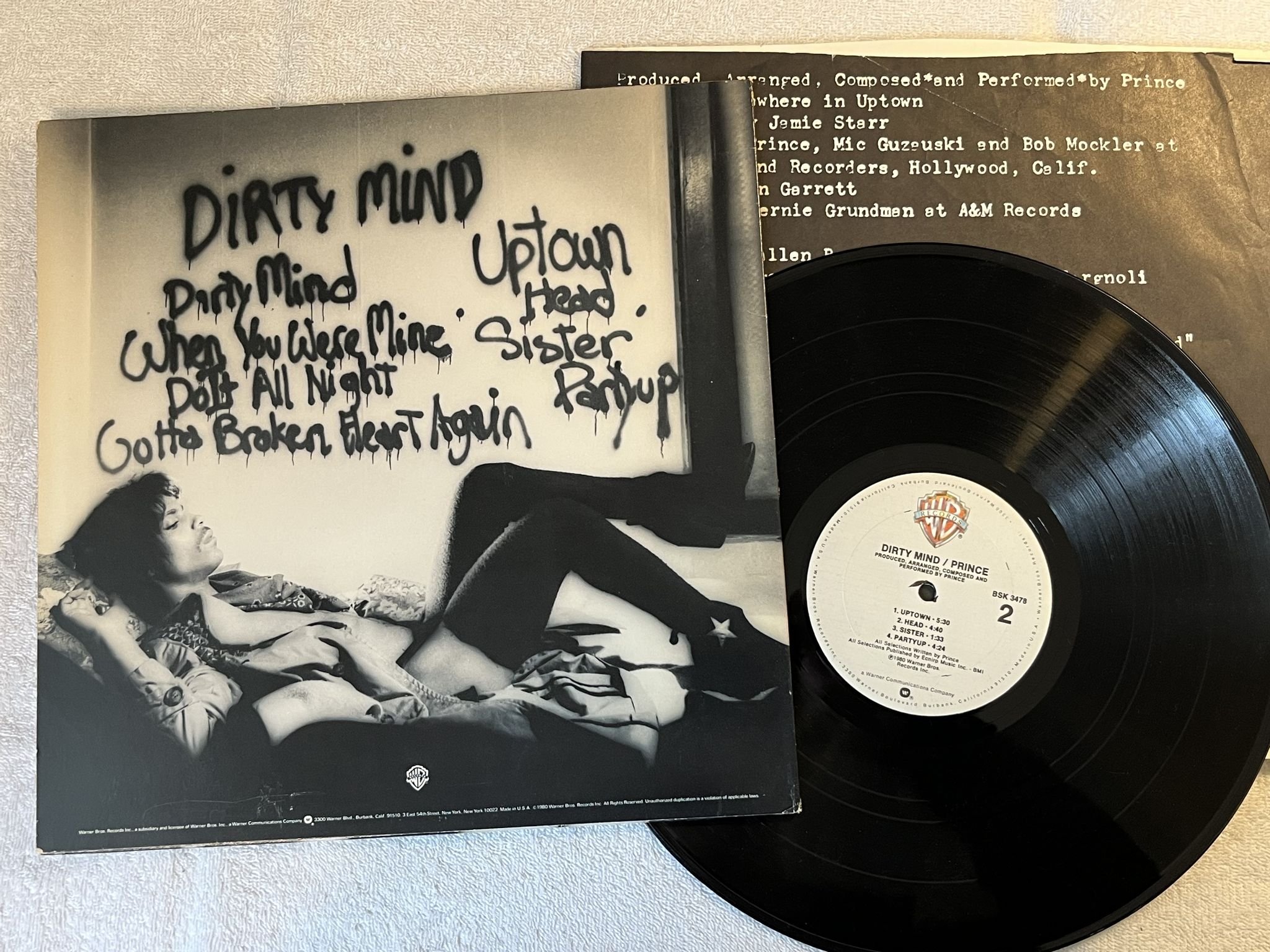 Omslagsbild för skivan PRINCE dirty mind LP -80 US WARNER BROS BSK 3478