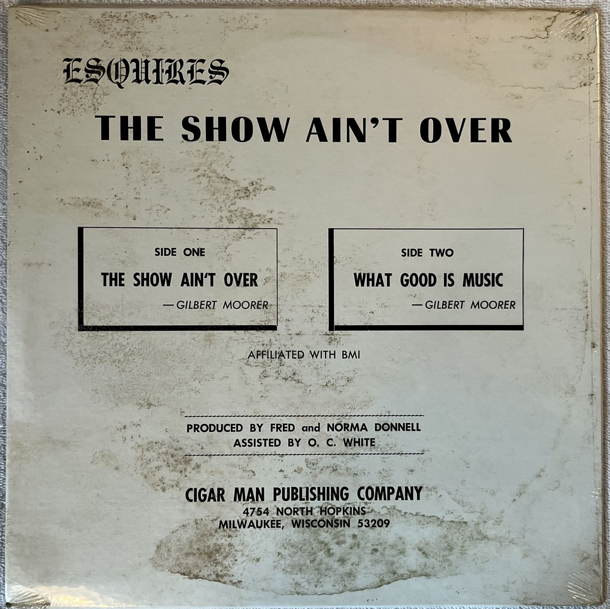 Omslagsbild för skivan ESQUIRES the show ain't over 12" -80 US CIGAR MAN MUSIC U-79627 ** SEALED **