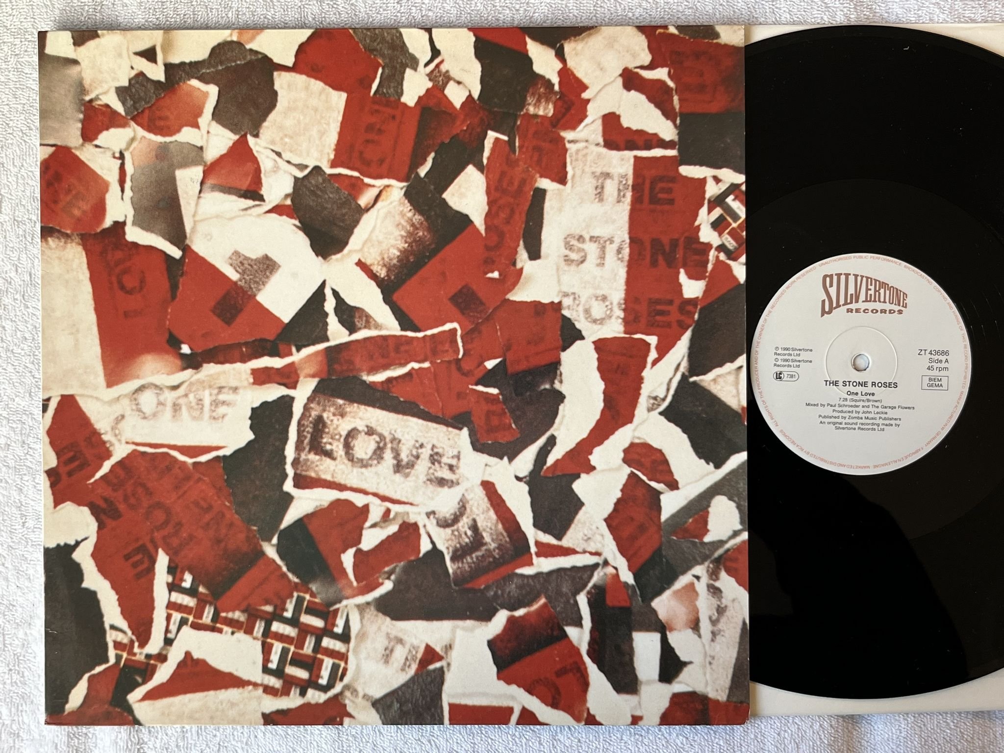 Omslagsbild för skivan THE STONE ROSES One Love 12" -90 SILVERTONE ZT 43686
