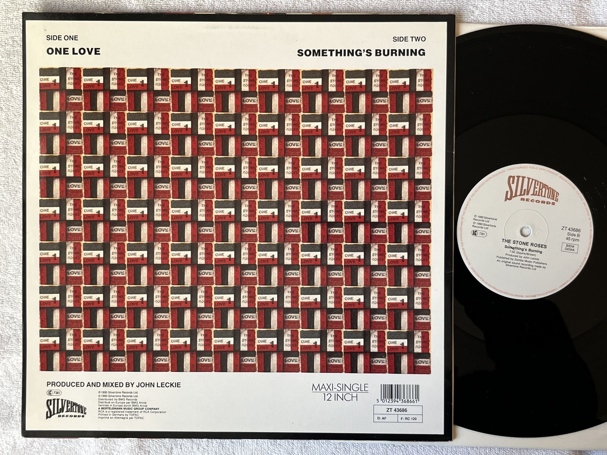 Omslagsbild för skivan THE STONE ROSES One Love 12" -90 SILVERTONE ZT 43686