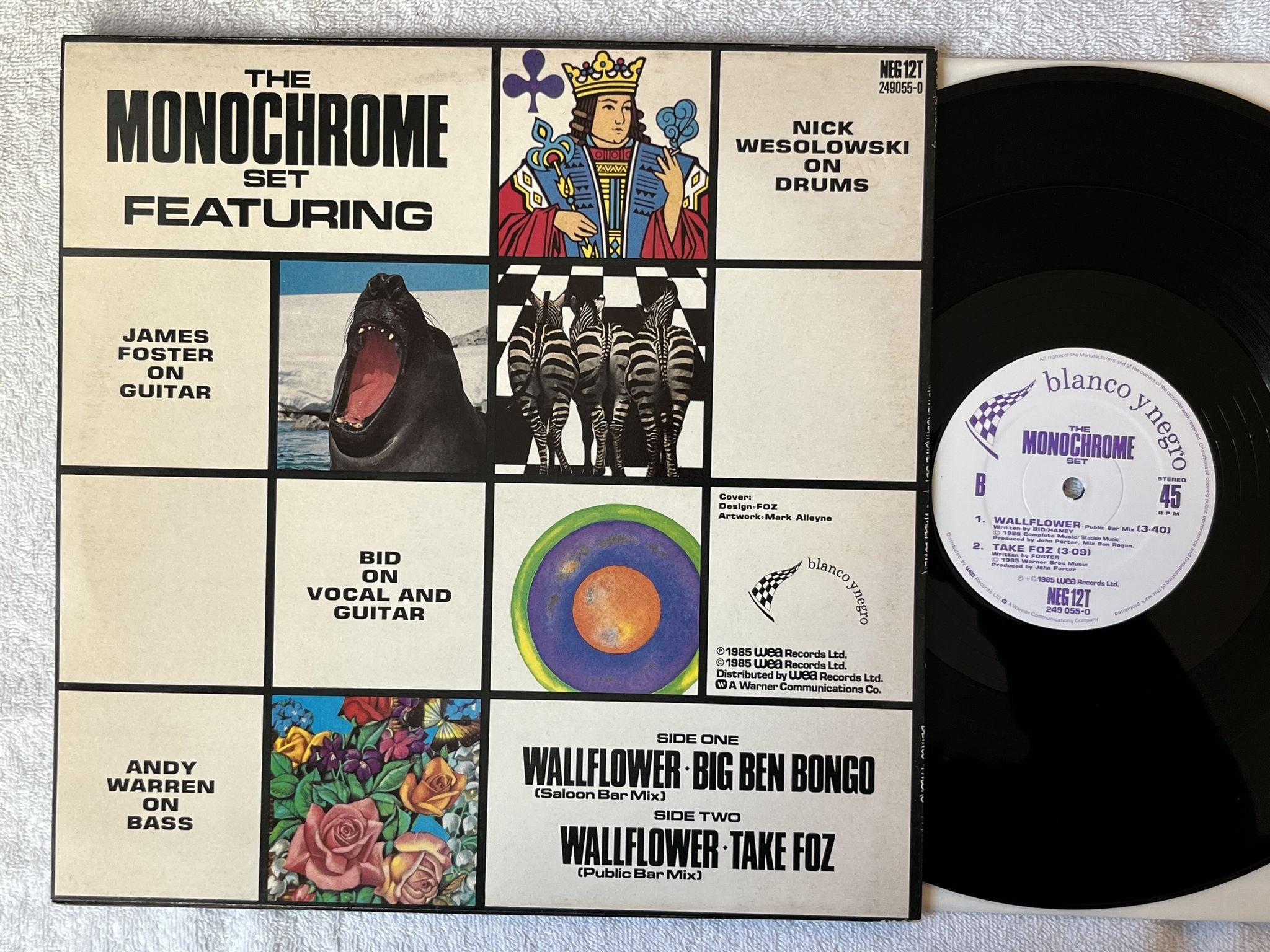 Omslagsbild för skivan THE MONOCHROME SET Wallflower 12" -85 UK BLANCO Y NEGRO NEG12T