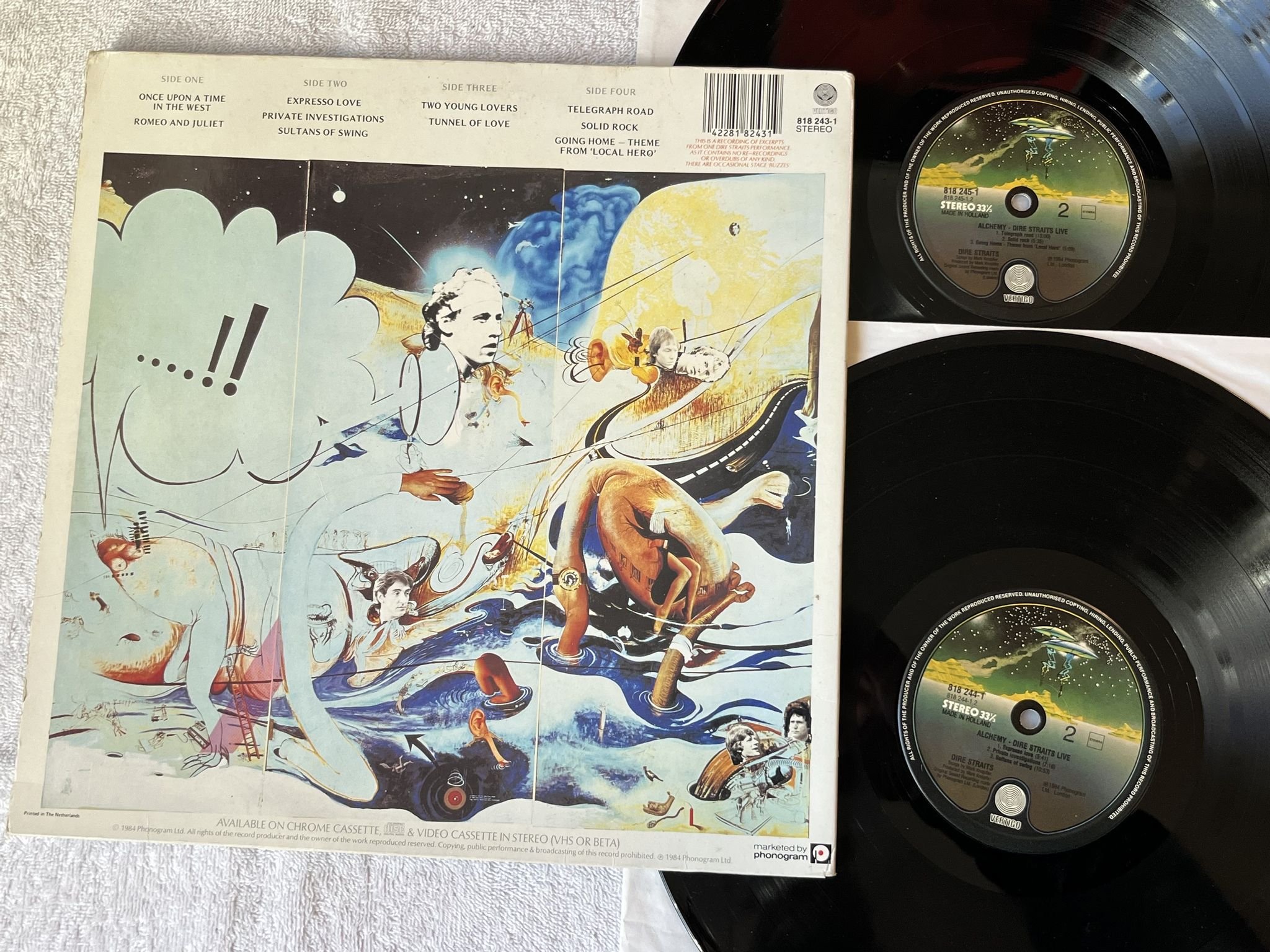 Omslagsbild för skivan DIRE STRAITS alchemy - live 2xLP -84 Hol VERTIGO 818244-1