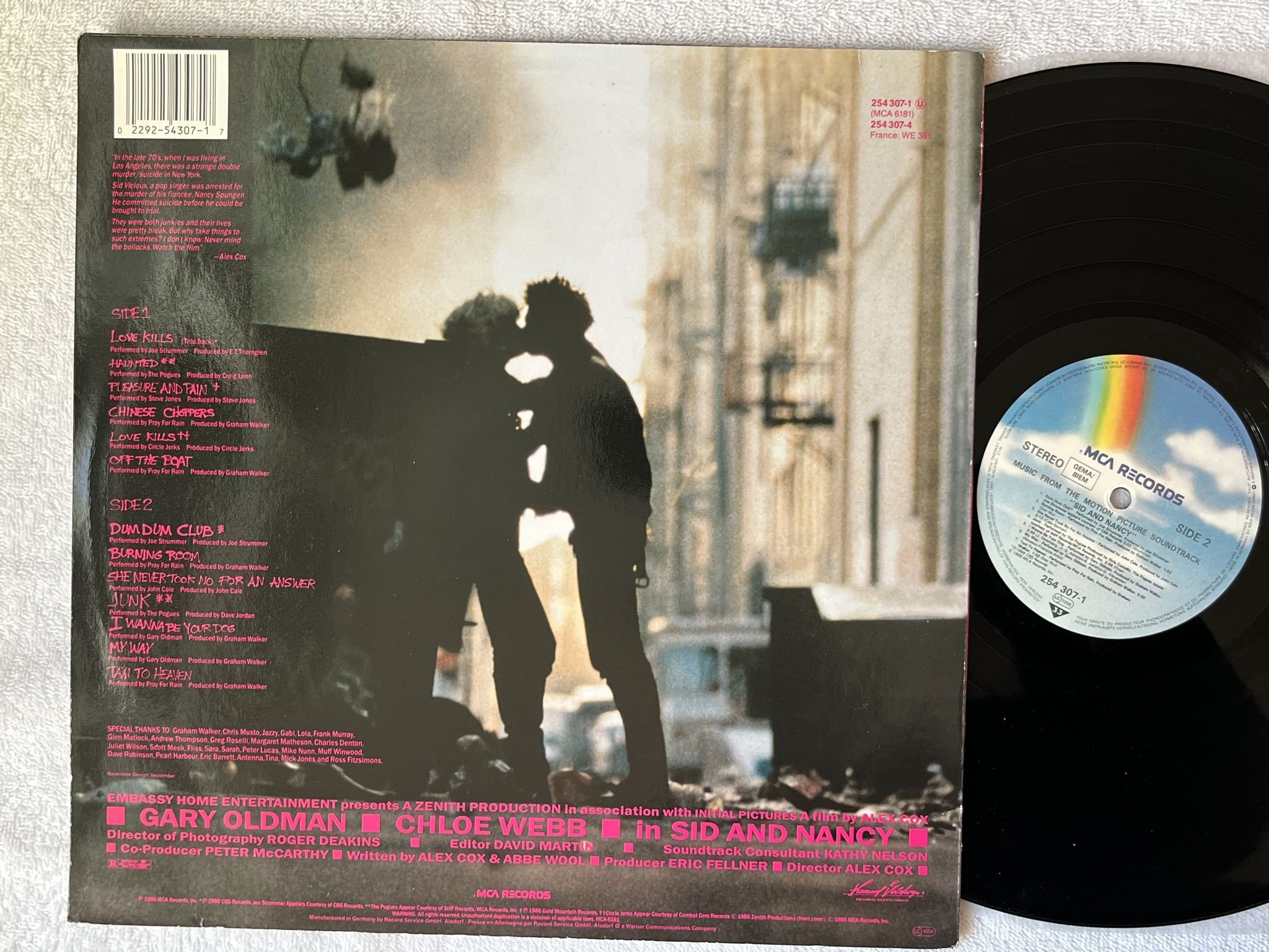 Omslagsbild för skivan V/A Sid & Nancy LP -86 Ger MCA 254307-1 ** Soundtrack ***