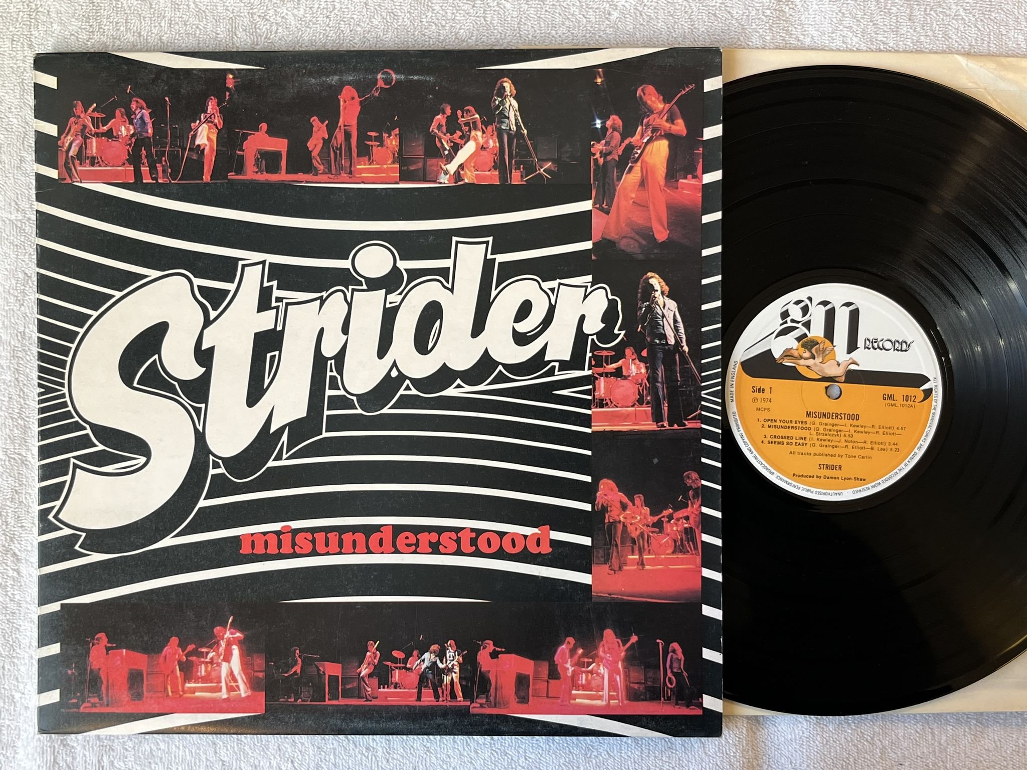 Omslagsbild för skivan STRIDER misunderstood LP -74 UK GM RECORDS GML 1012