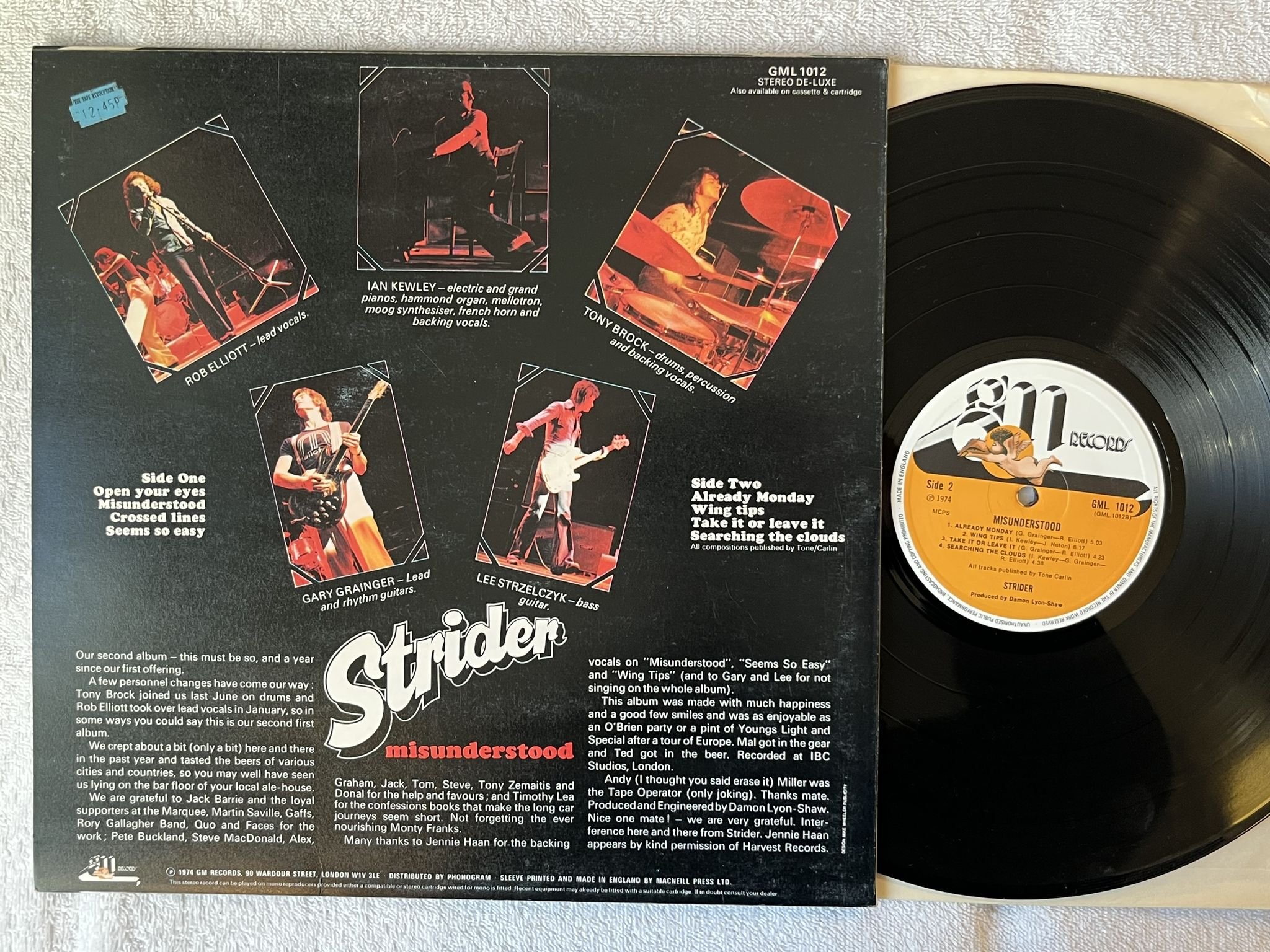 Omslagsbild för skivan STRIDER misunderstood LP -74 UK GM RECORDS GML 1012