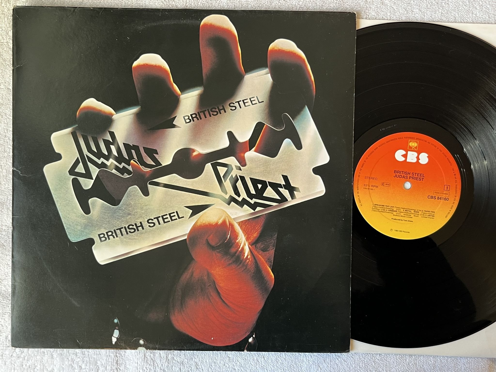 Omslagsbild för skivan JUDAS PRIEST british steel LP -80 Hol CBS 84160