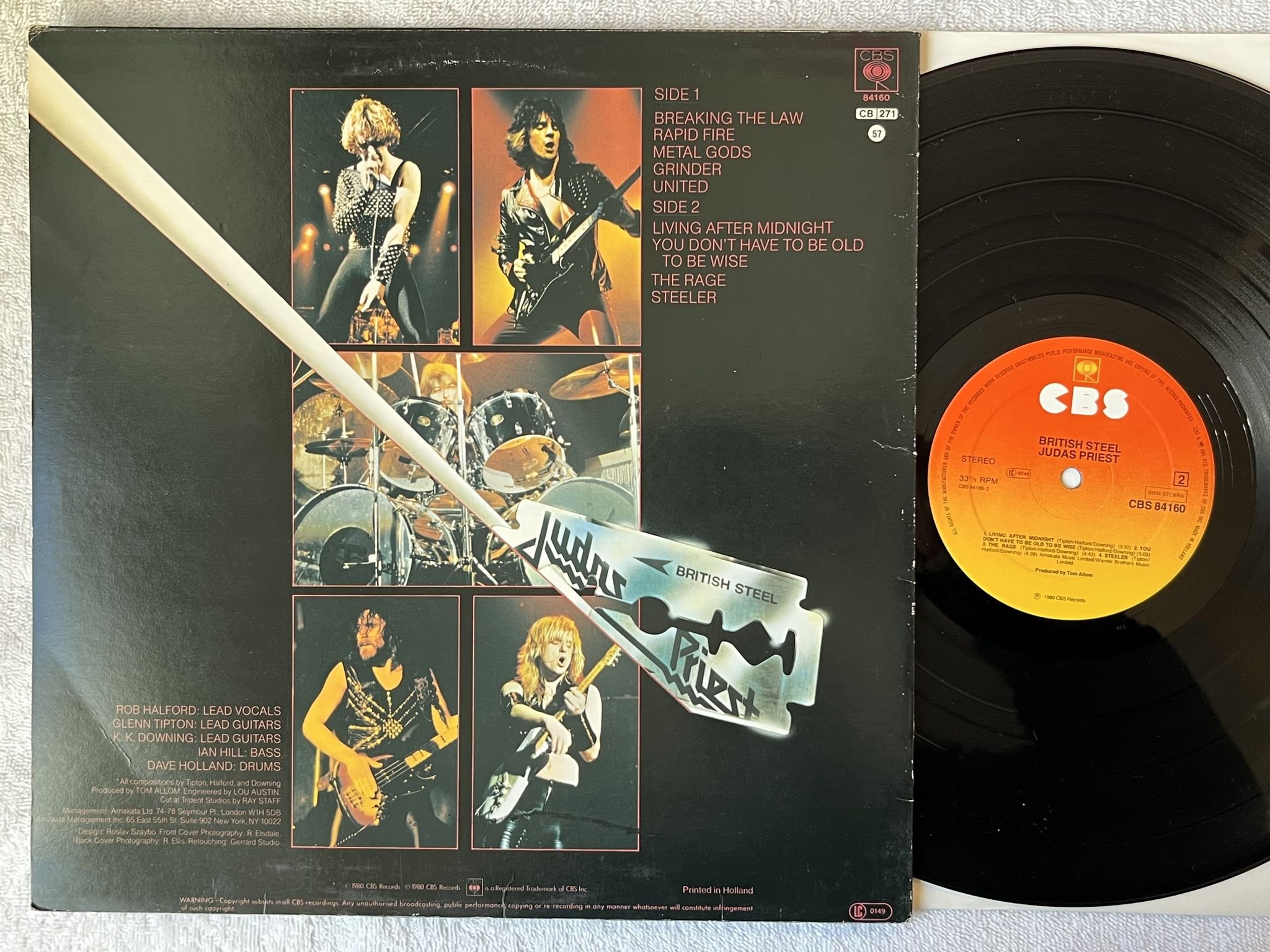Omslagsbild för skivan JUDAS PRIEST british steel LP -80 Hol CBS 84160