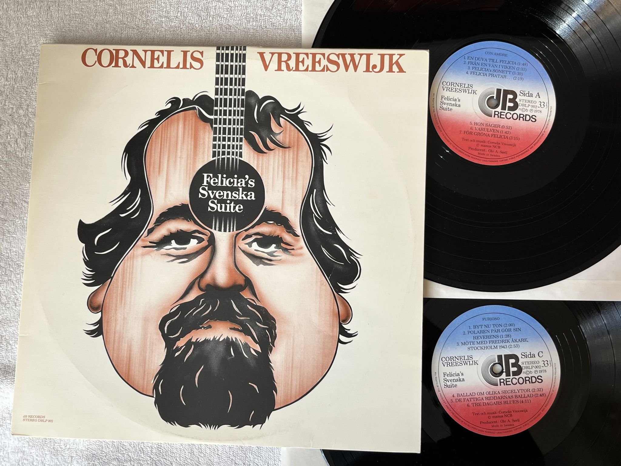 Omslagsbild för skivan CORNELIS VREESWIJK Felicia's svenska suite 2xLP -78 Norway DBLP 002