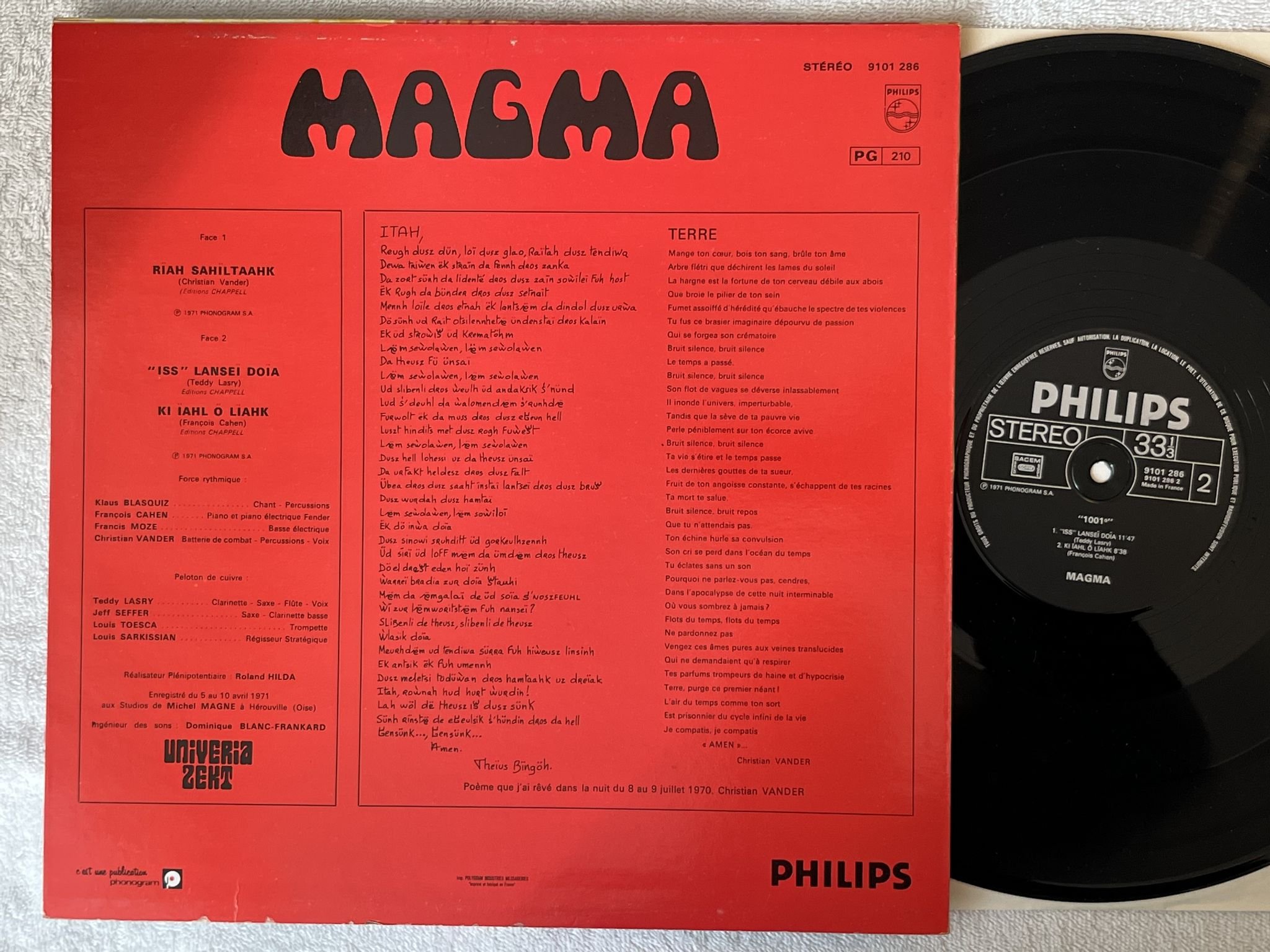 Omslagsbild för skivan MAGMA 1001 LP re Fra PHILIPS 9101 286