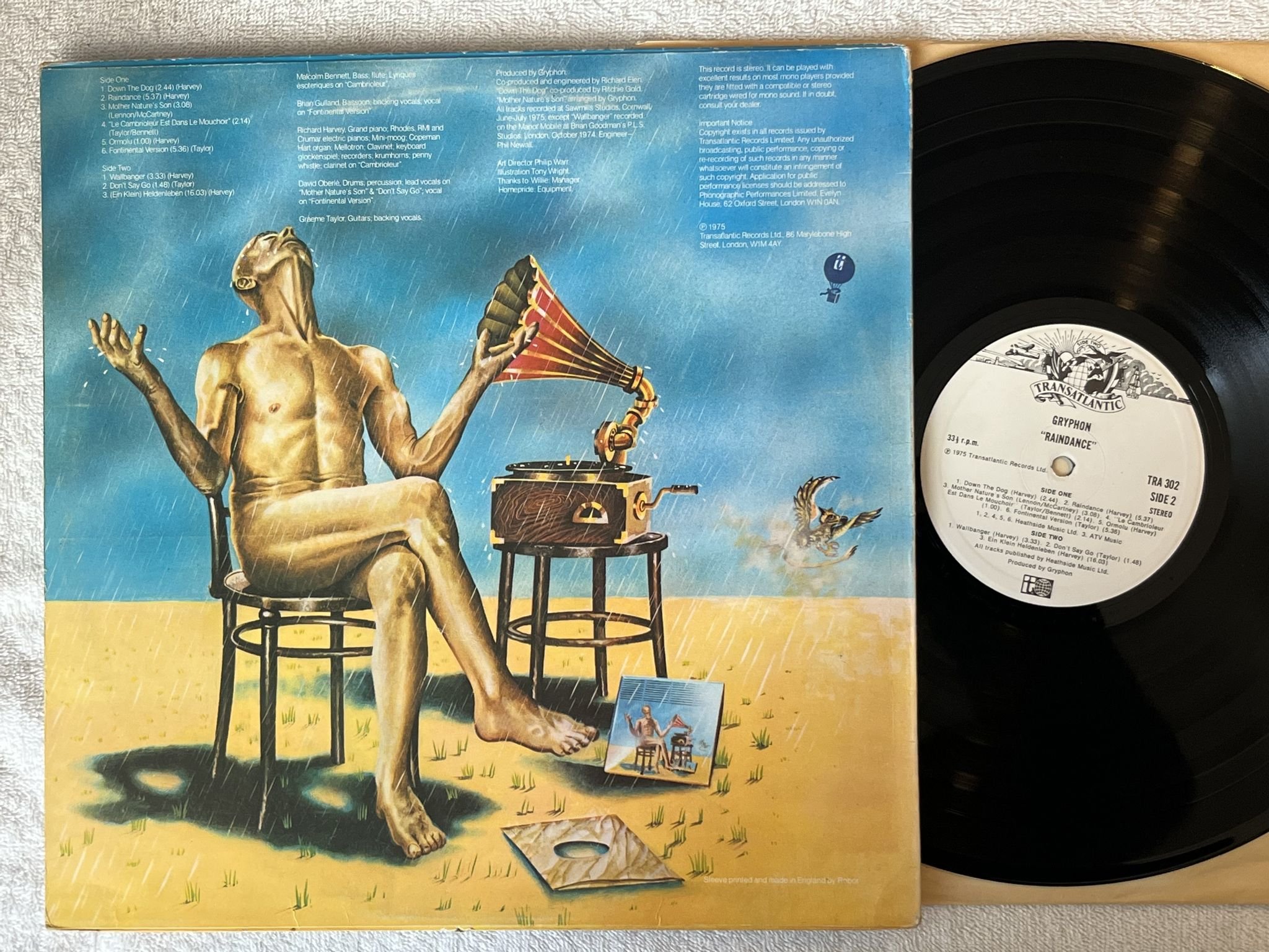 Omslagsbild för skivan GRYPHON raindance LP -75 UK TRANSATLANTIC TRA 302