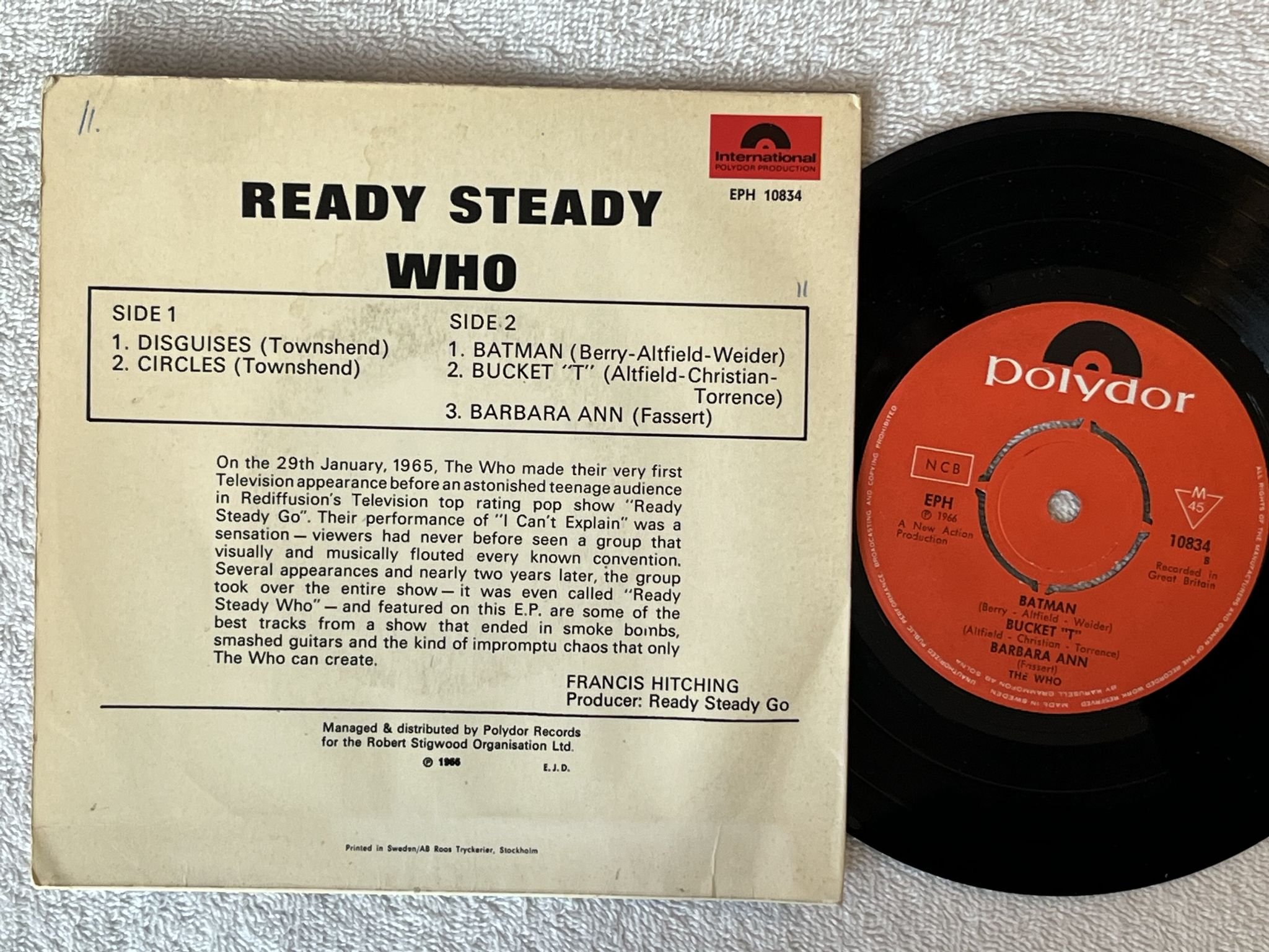 Omslagsbild för skivan THE WHO Ready Steady Who 7"ep -66 Swe POLYDOR EPH 10834