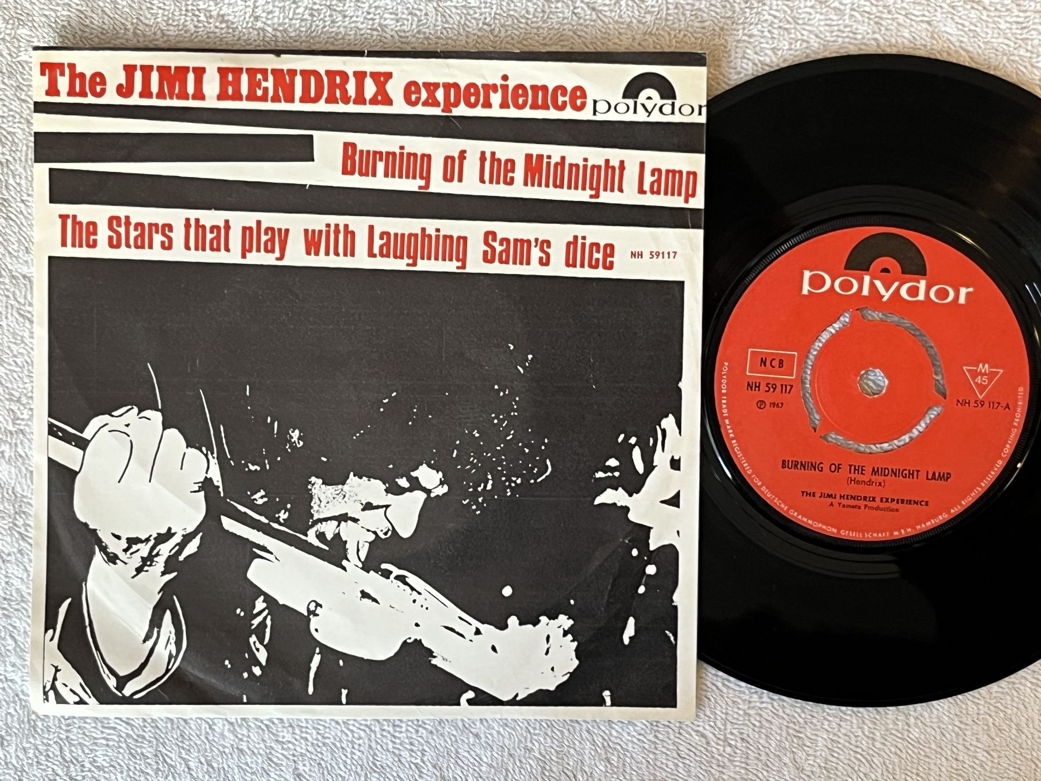 Omslagsbild för skivan JIMI HENDRIX EXPERIENCE burning of... 7" -67 Nor POLYDOR NH 59117