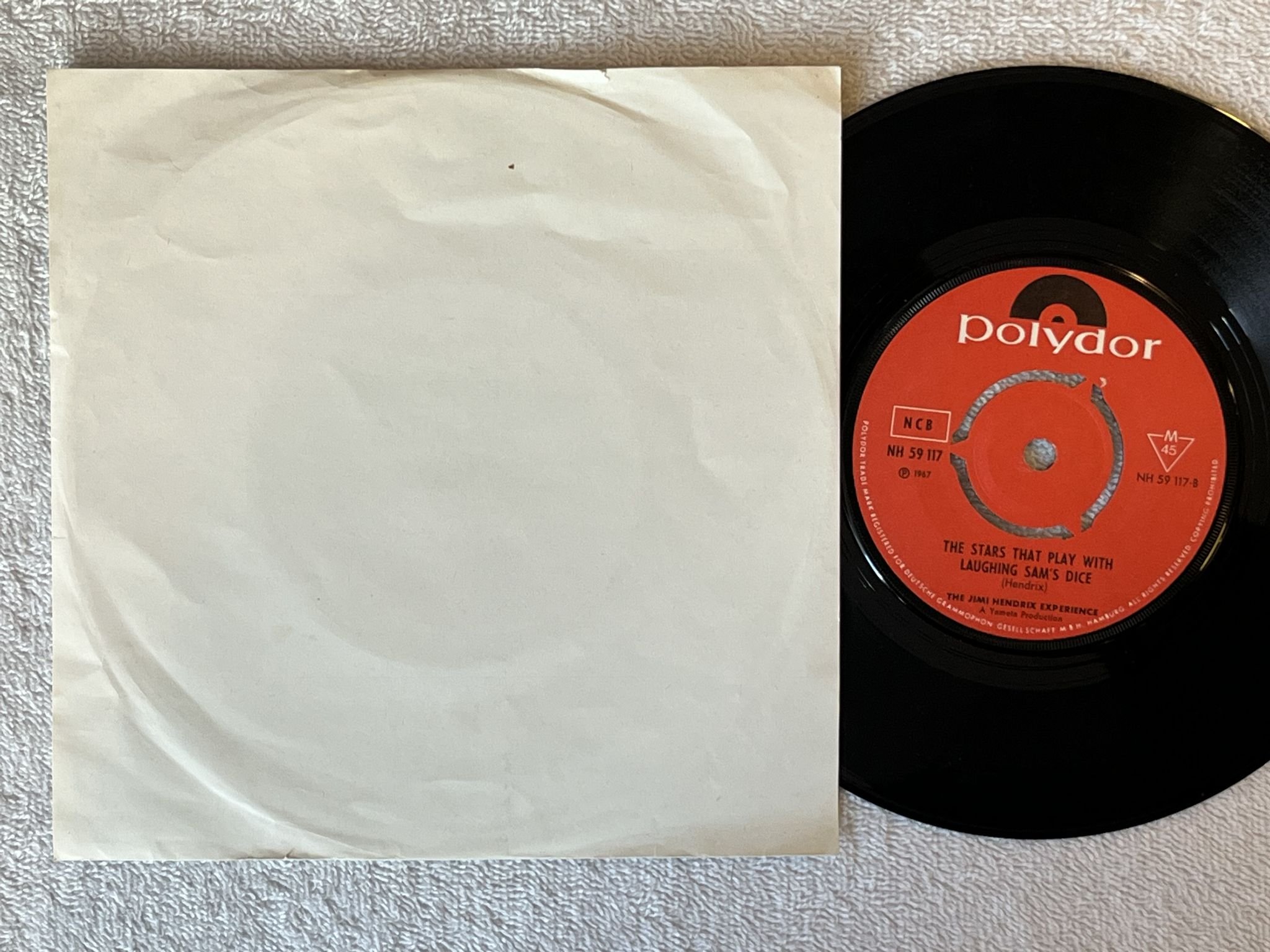 Omslagsbild för skivan JIMI HENDRIX EXPERIENCE burning of... 7" -67 Nor POLYDOR NH 59117
