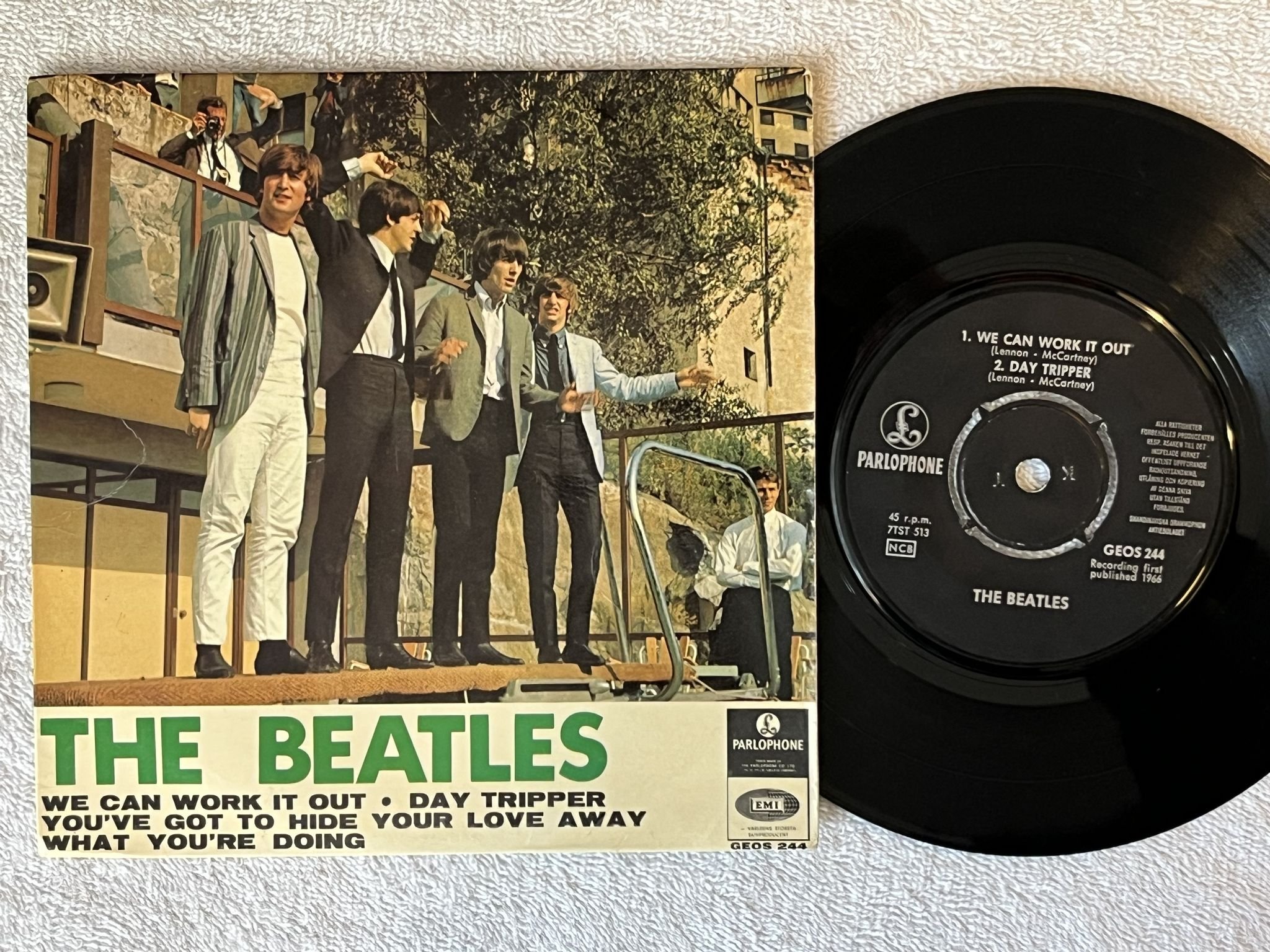 Omslagsbild för skivan THE BEATLES We Can Work It Out 7" -66 Swe PARLOPHONE GEOS 244 ** RARE **