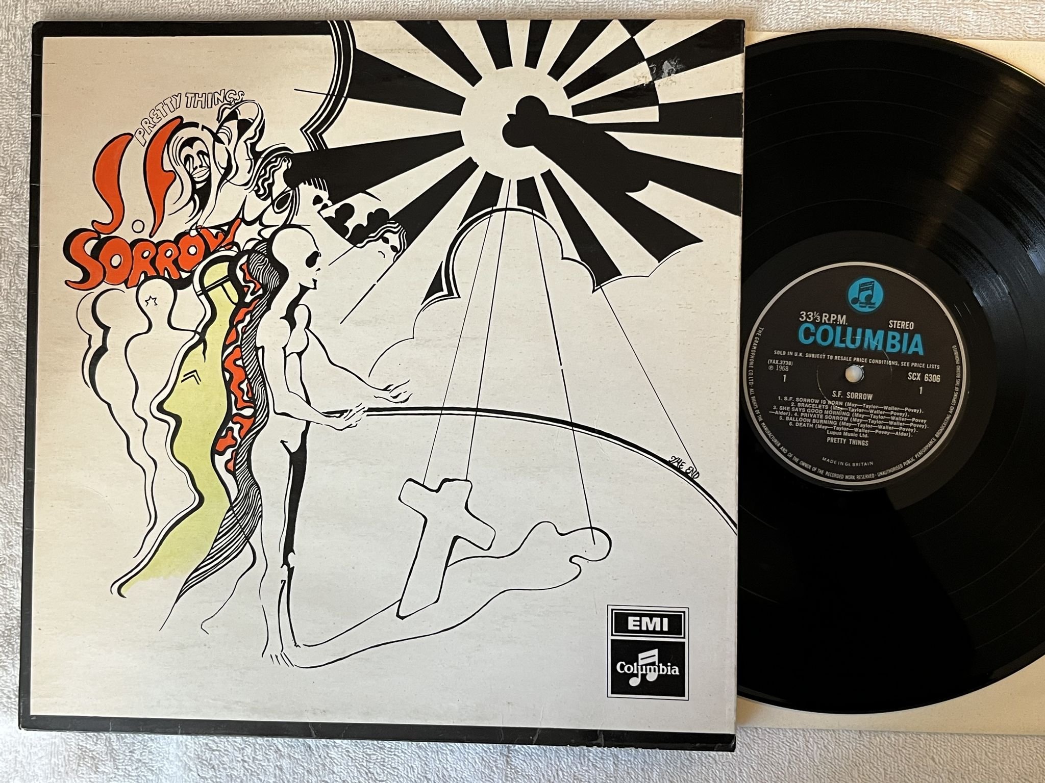 Omslagsbild för skivan PRETTY THINGS s.f. sorrow LP -68 UK COLUMBIA SCX 6306 *** rare pysch ***