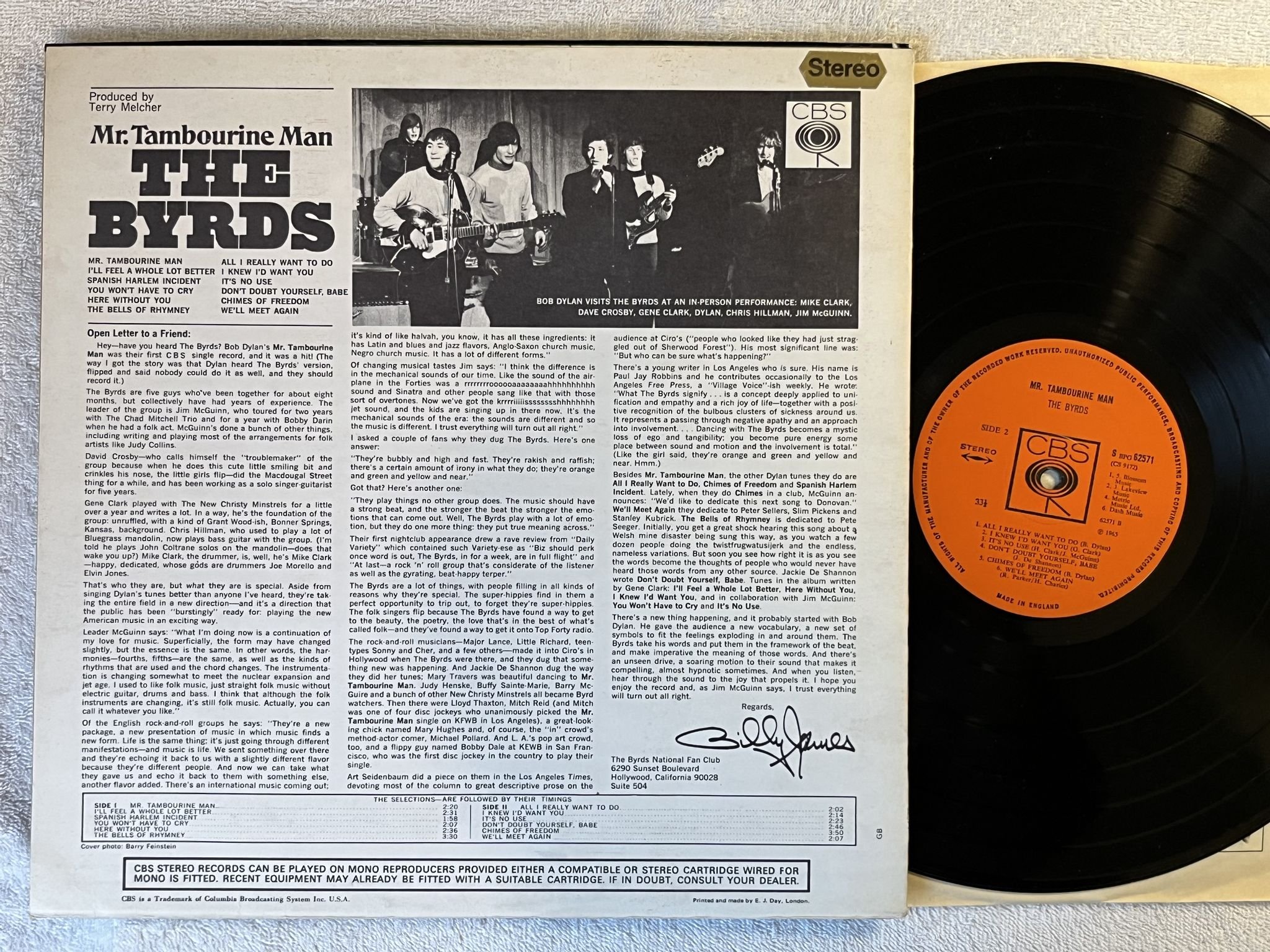Omslagsbild för skivan THE BYRDS Mr Tambourine Man LP -65 UK CBS SBPG 62571