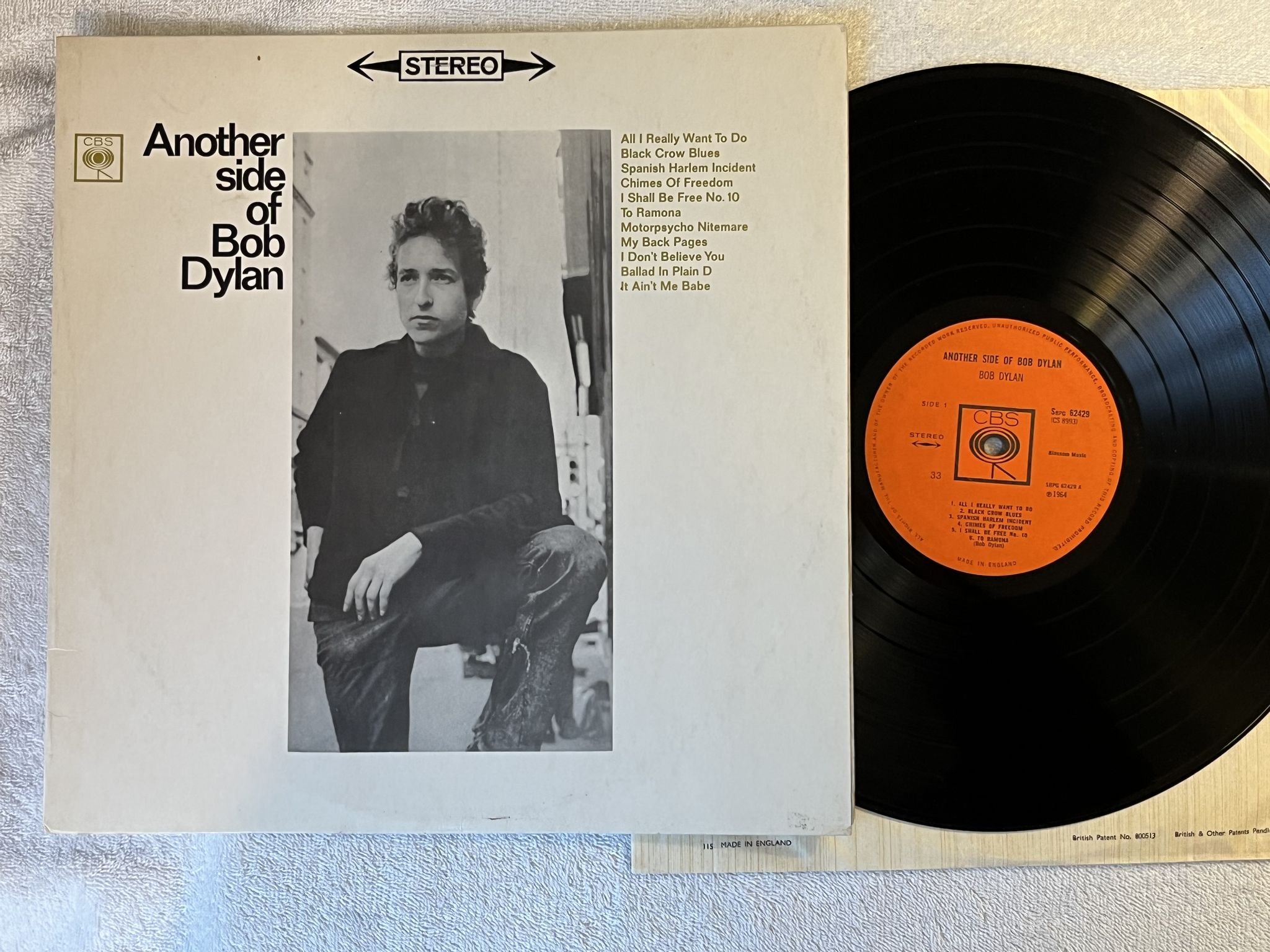Omslagsbild för skivan BOB DYLAN another side of Bob Dylan LP -64 UK CBS SBPG 62429 *** 33 only ***