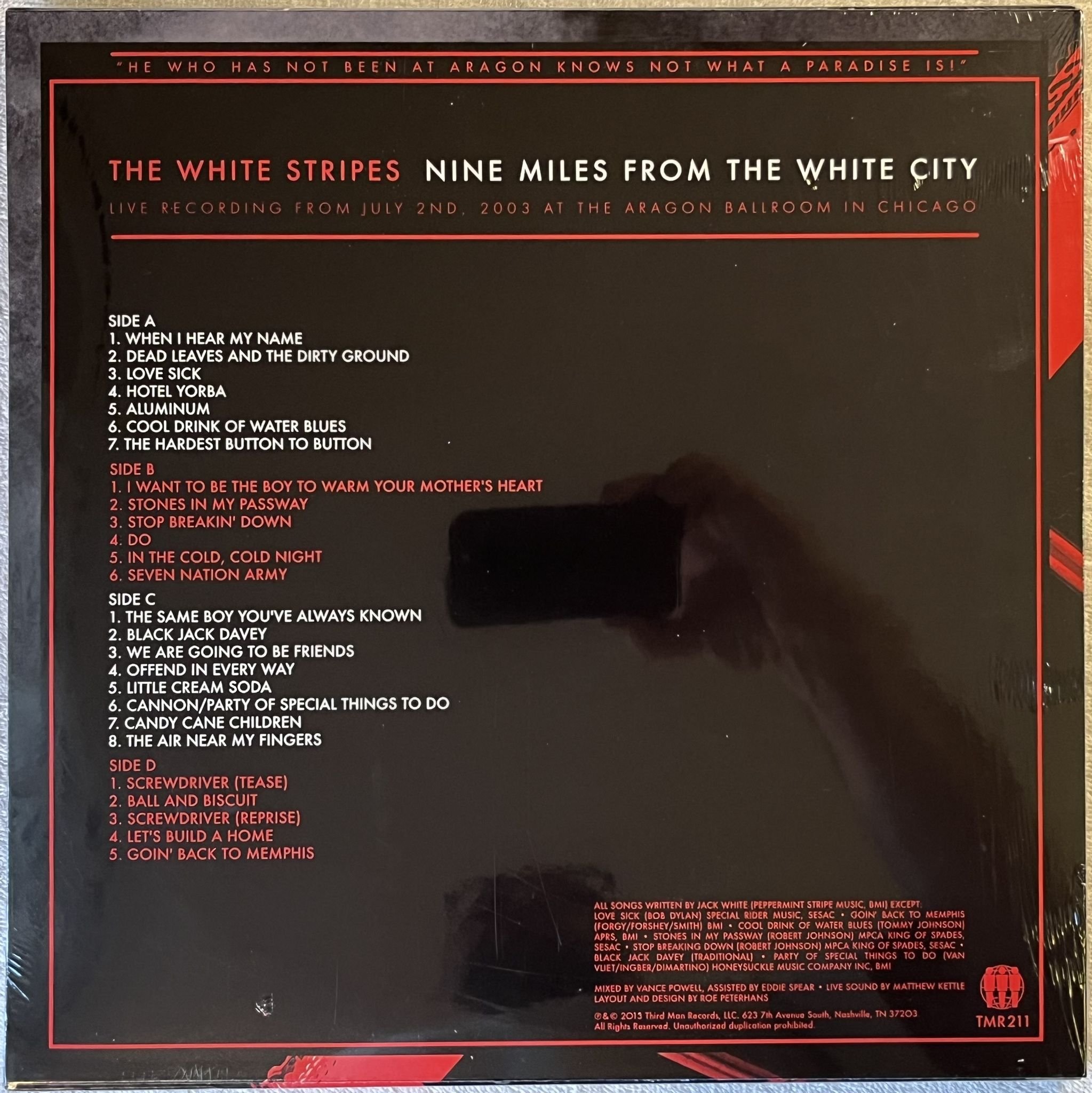 Omslagsbild för skivan THE WHITE STRIPES Nine Miles From The White City 2xLP 2013 THIRD MAN TMR 211