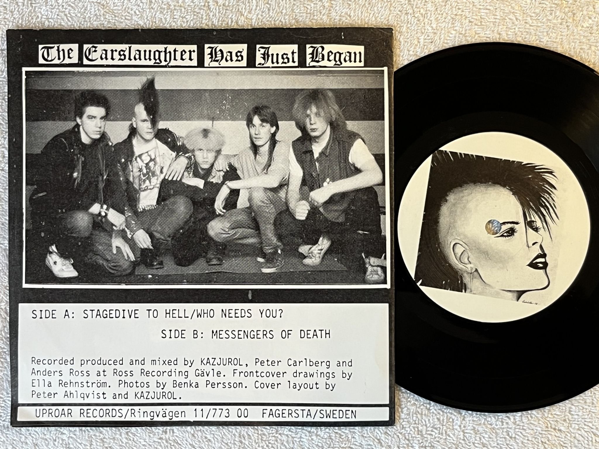 Omslagsbild för skivan KAZJUROL Messengers Of Death 7" -87 Swe UPROAR 004
