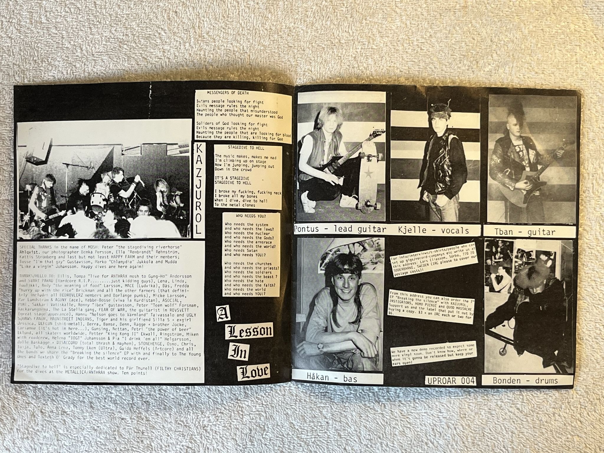 Omslagsbild för skivan KAZJUROL Messengers Of Death 7" -87 Swe UPROAR 004