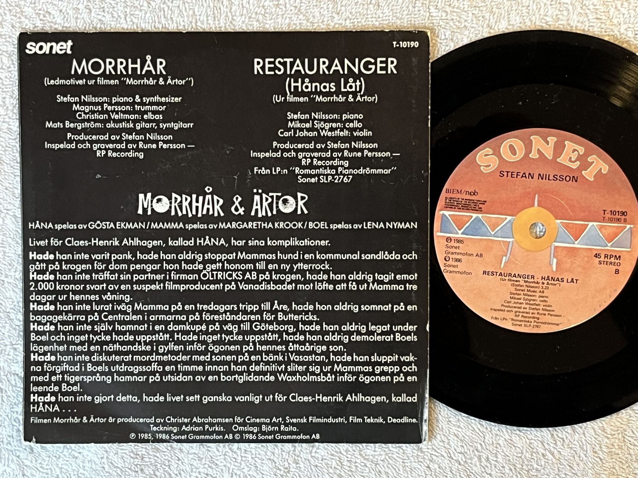 Omslagsbild för skivan STEFAN NILSSON morrhår 7" -86 SONET T-10190