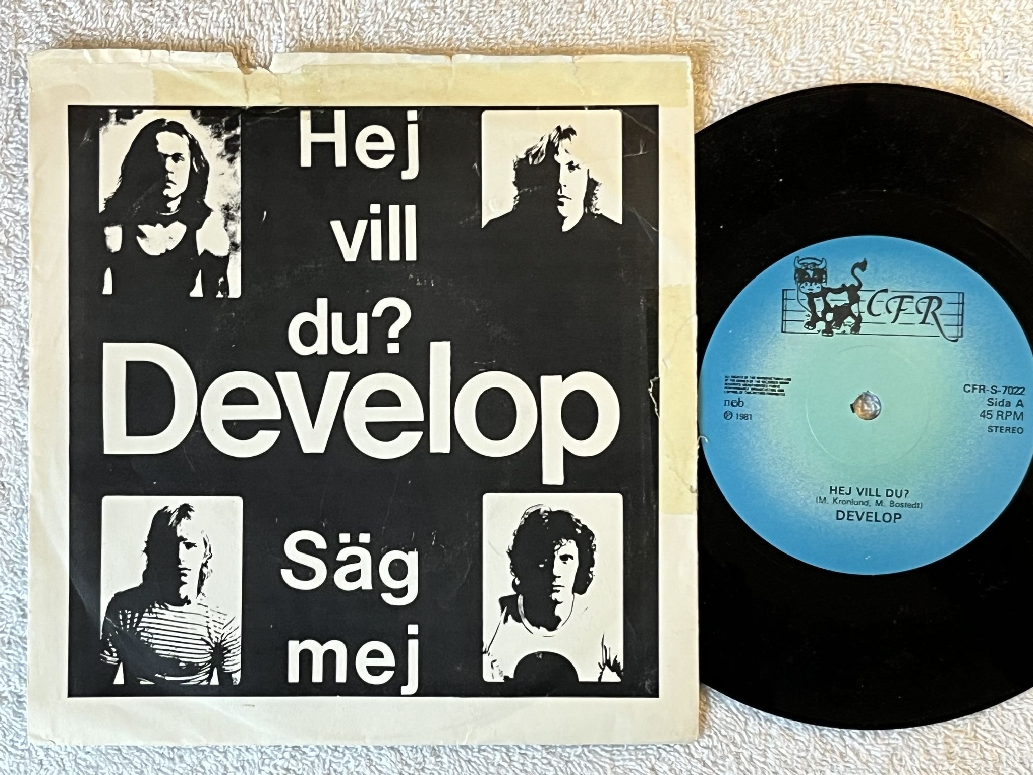 Omslagsbild för skivan DEVELOP hej vill du? 7" -81 Swe CFR CFR-S-7022 *** RARE SWEDISH METAL ***
