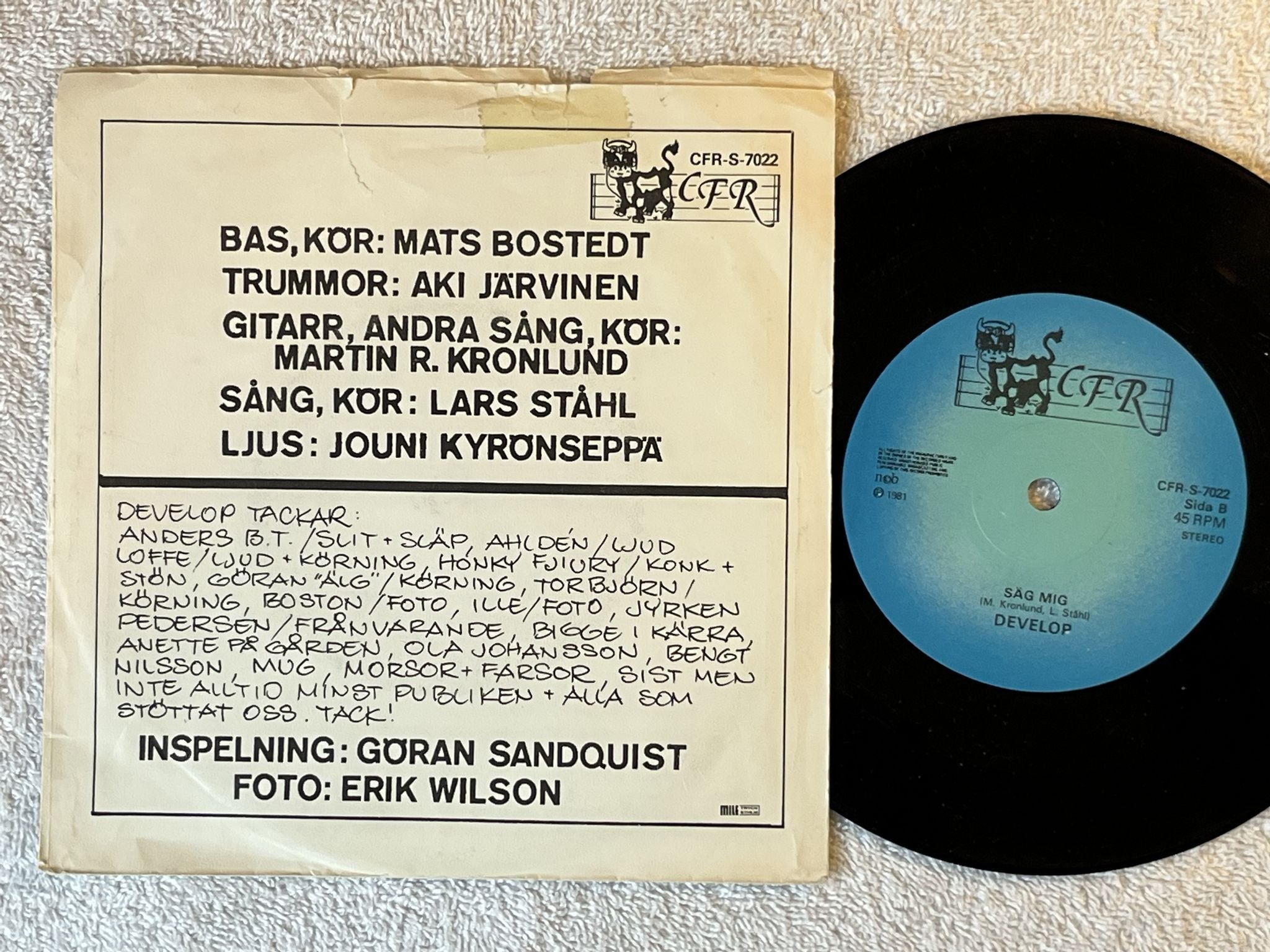 Omslagsbild för skivan DEVELOP hej vill du? 7" -81 Swe CFR CFR-S-7022 *** RARE SWEDISH METAL ***