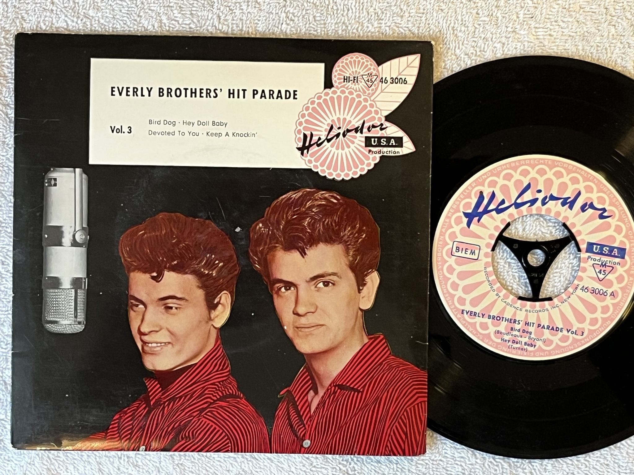 Omslagsbild för skivan Everly Brothers' Hit Parade Vol. 3 7"ep -59 HELIODOR 463006