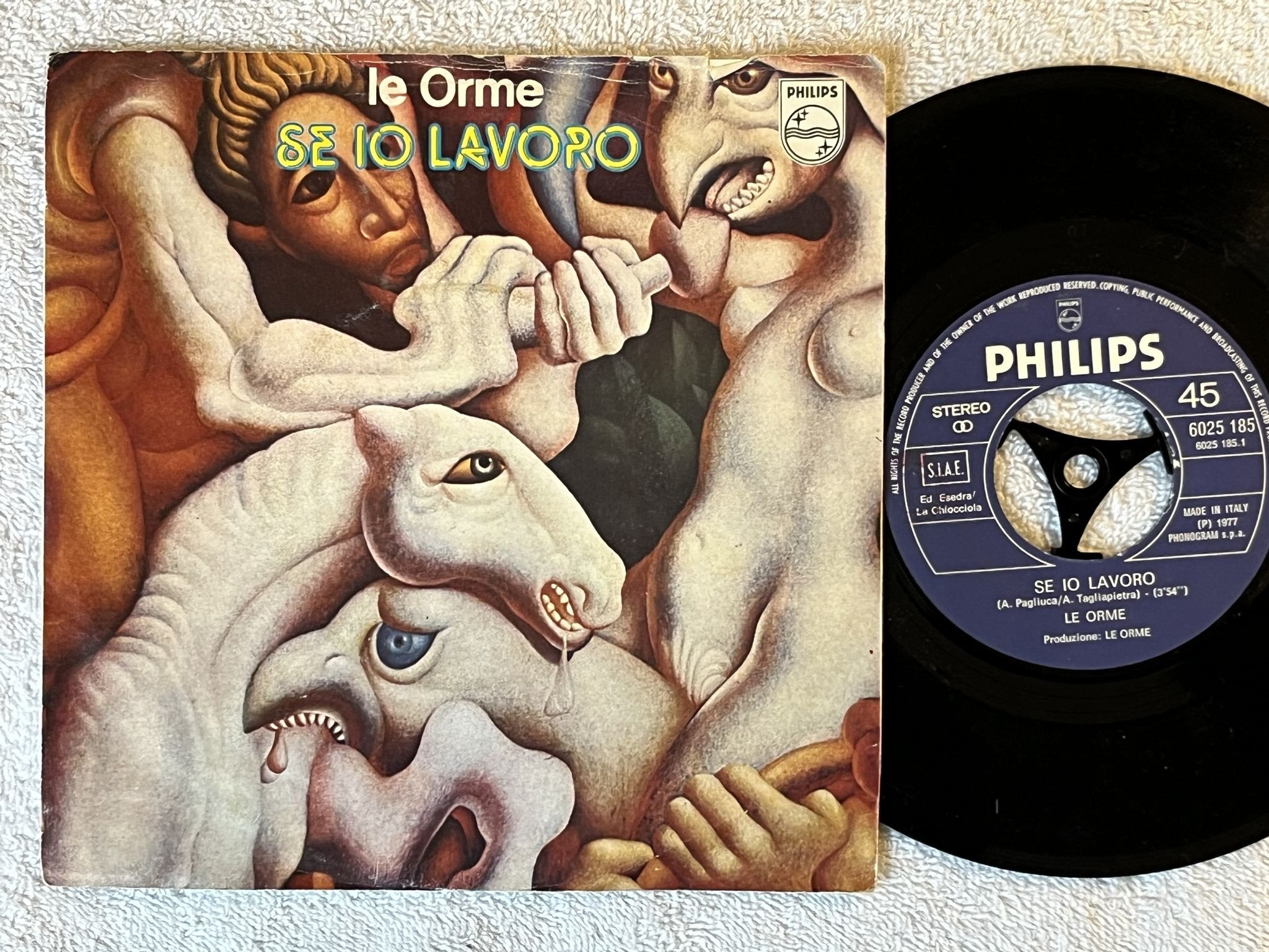 Omslagsbild för skivan LE ORME se io lavoro 7" -77 Ita PHILIPS 6025 185