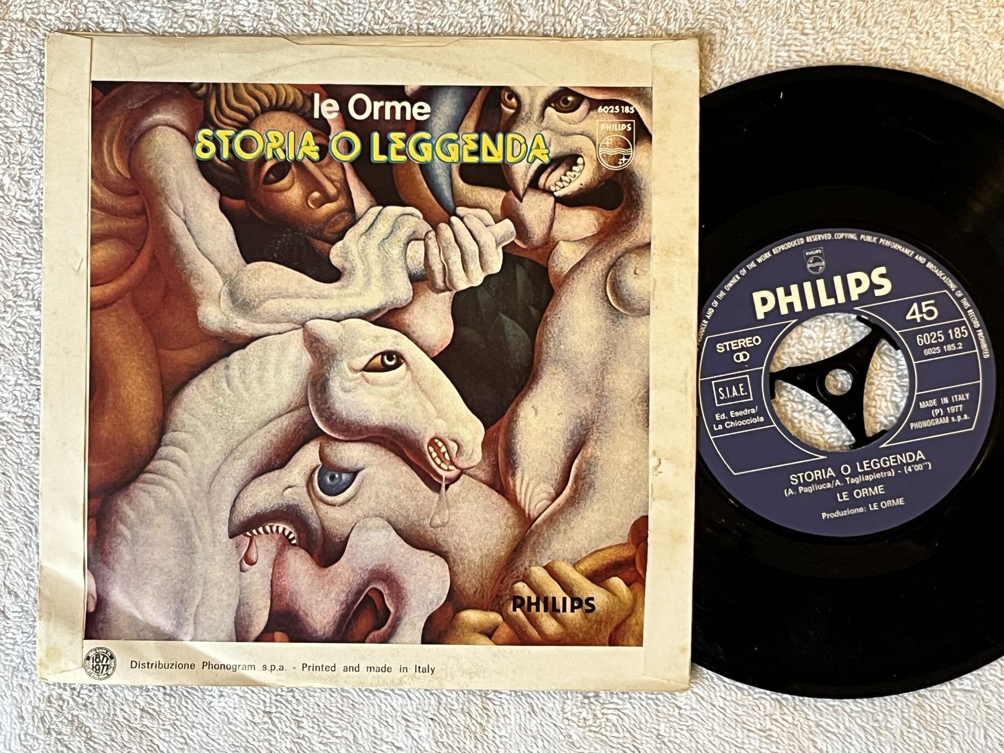 Omslagsbild för skivan LE ORME se io lavoro 7" -77 Ita PHILIPS 6025 185