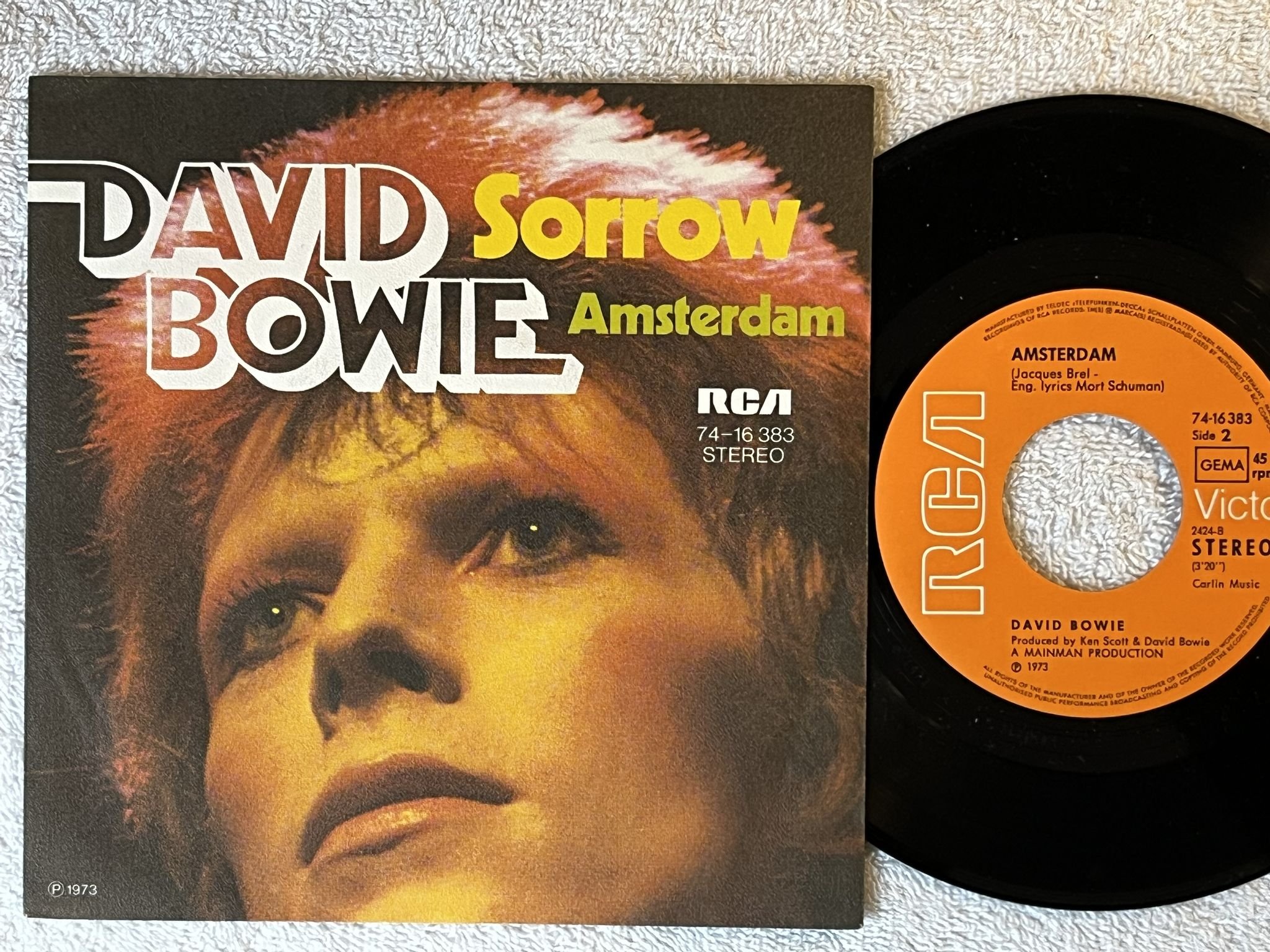 Omslagsbild för skivan DAVID BOWIE sorrow 7" -73 Ger RCA 74-16383