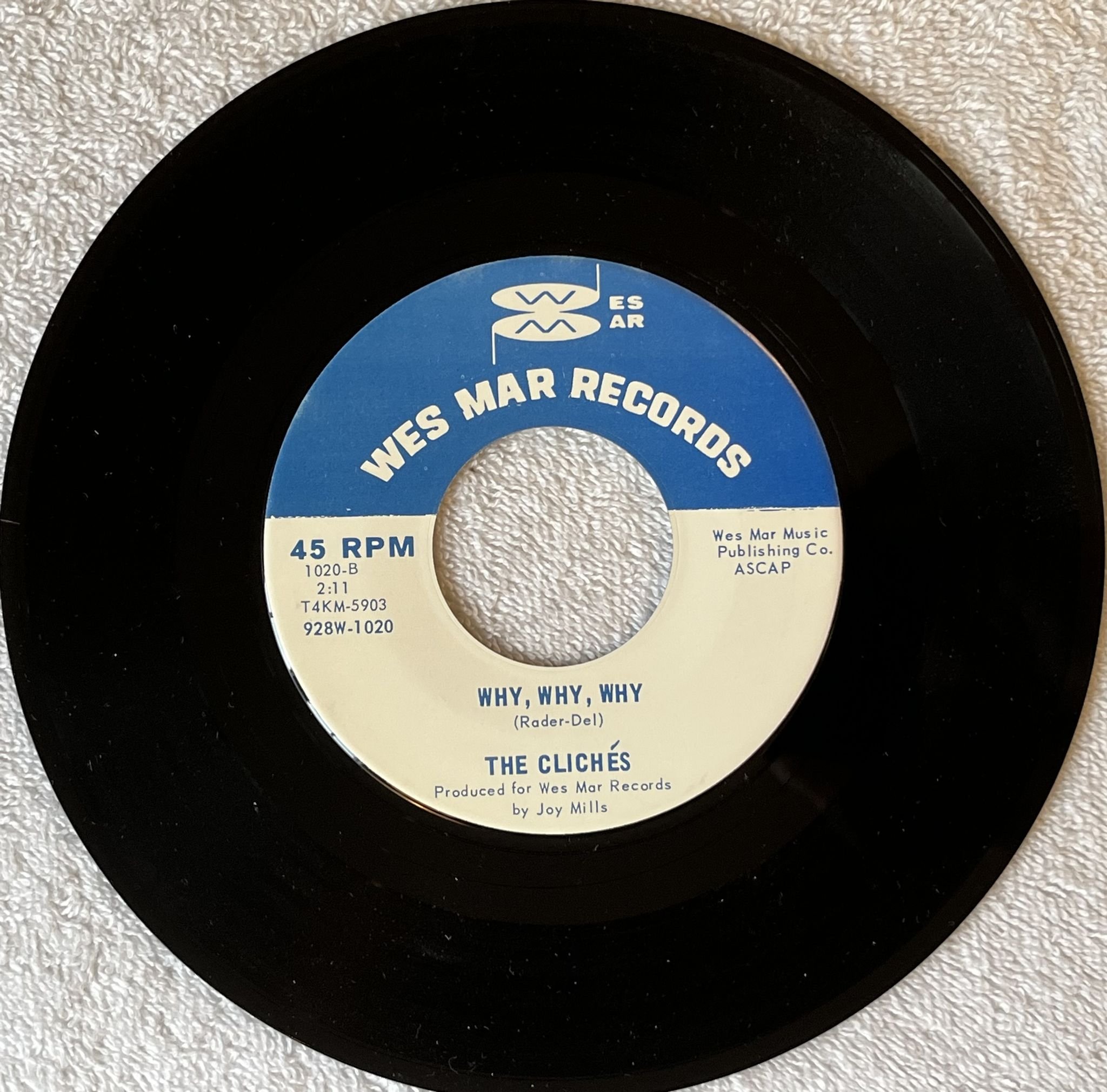 Omslagsbild för skivan THE CLICHES Save It For Me 7" -66 US WES MAR 1020 ** GARAGE ROCK **