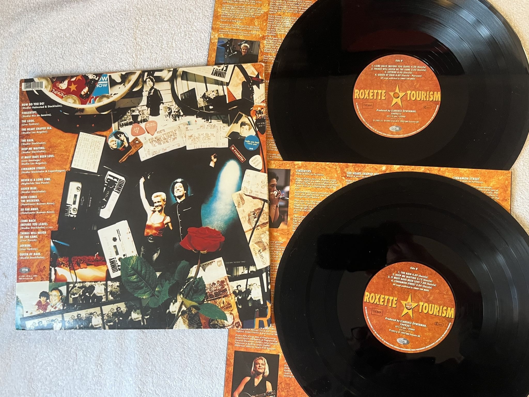 Omslagsbild för skivan ROXETTE Tourism 2xLP -92 EMI 077779992911