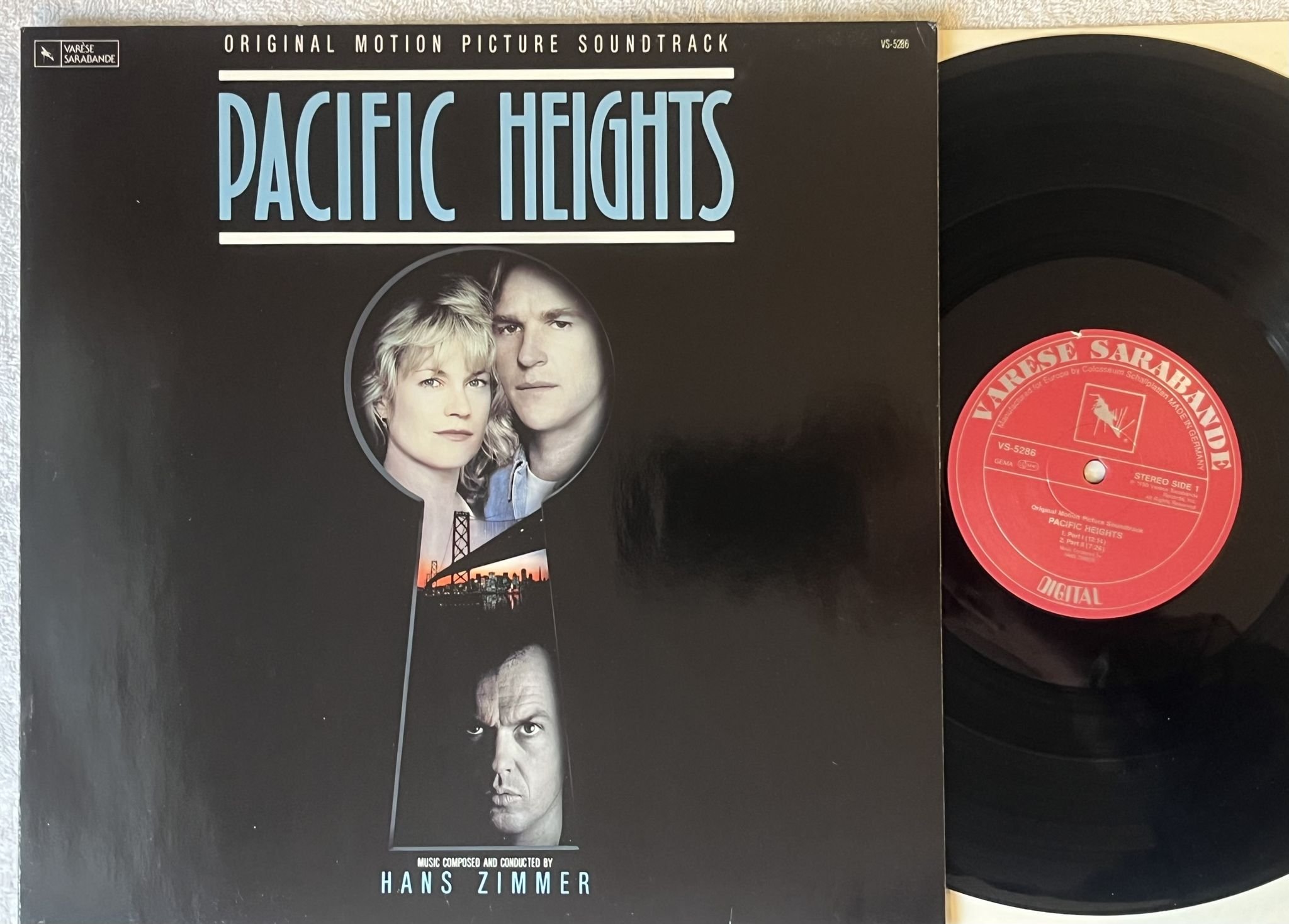 Omslagsbild för skivan HANS ZIMMER pacific heights LP -90 Varèse Sarabande – VS-5286 ** SOUNDTRACK **