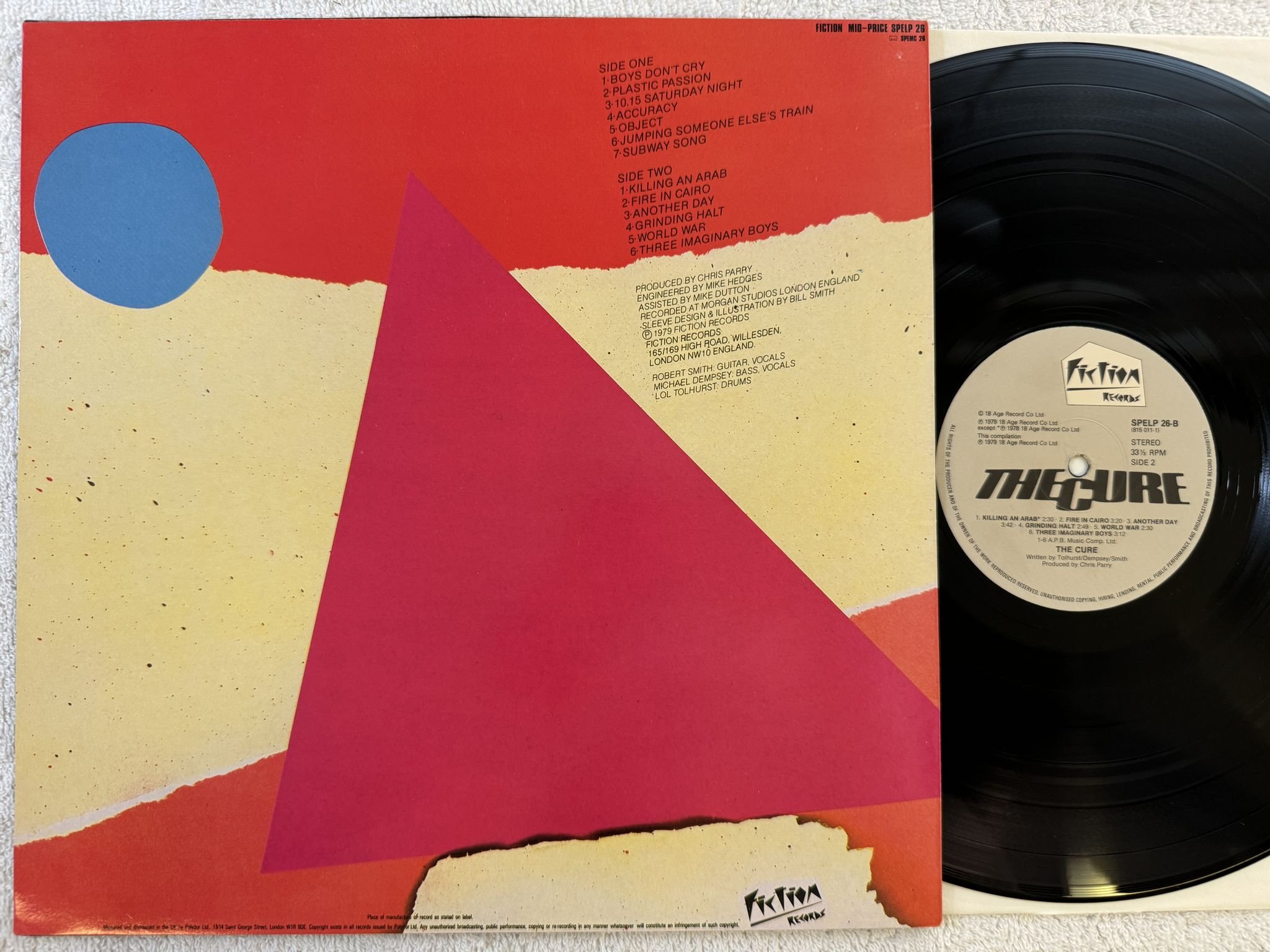 Omslagsbild för skivan THE CURE boys don't cry LP -79 UK FICTION SPELP 26