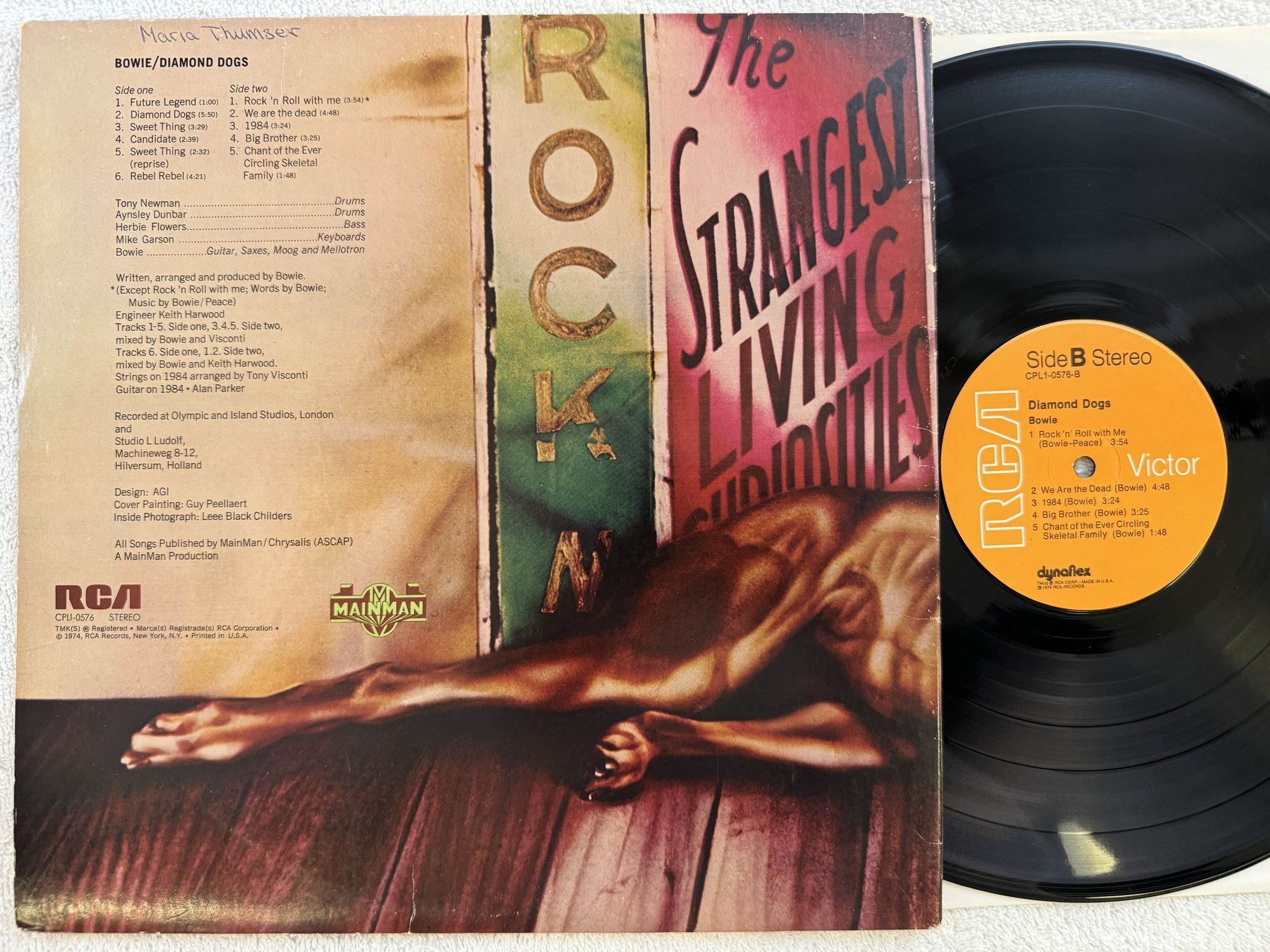 Omslagsbild för skivan DAVID BOWIE diamond dogs LP -74 US RCA CPL1 0576