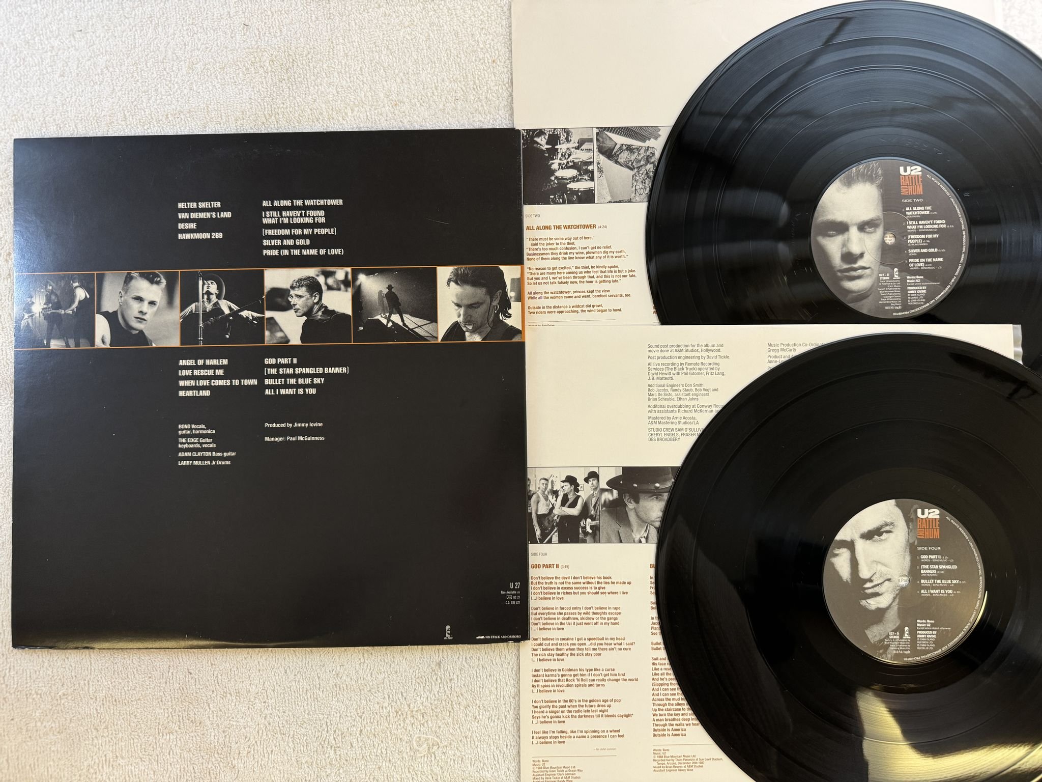 Omslagsbild för skivan U2 rattle and hum 2xLP -88 ncb ISLAND U 27