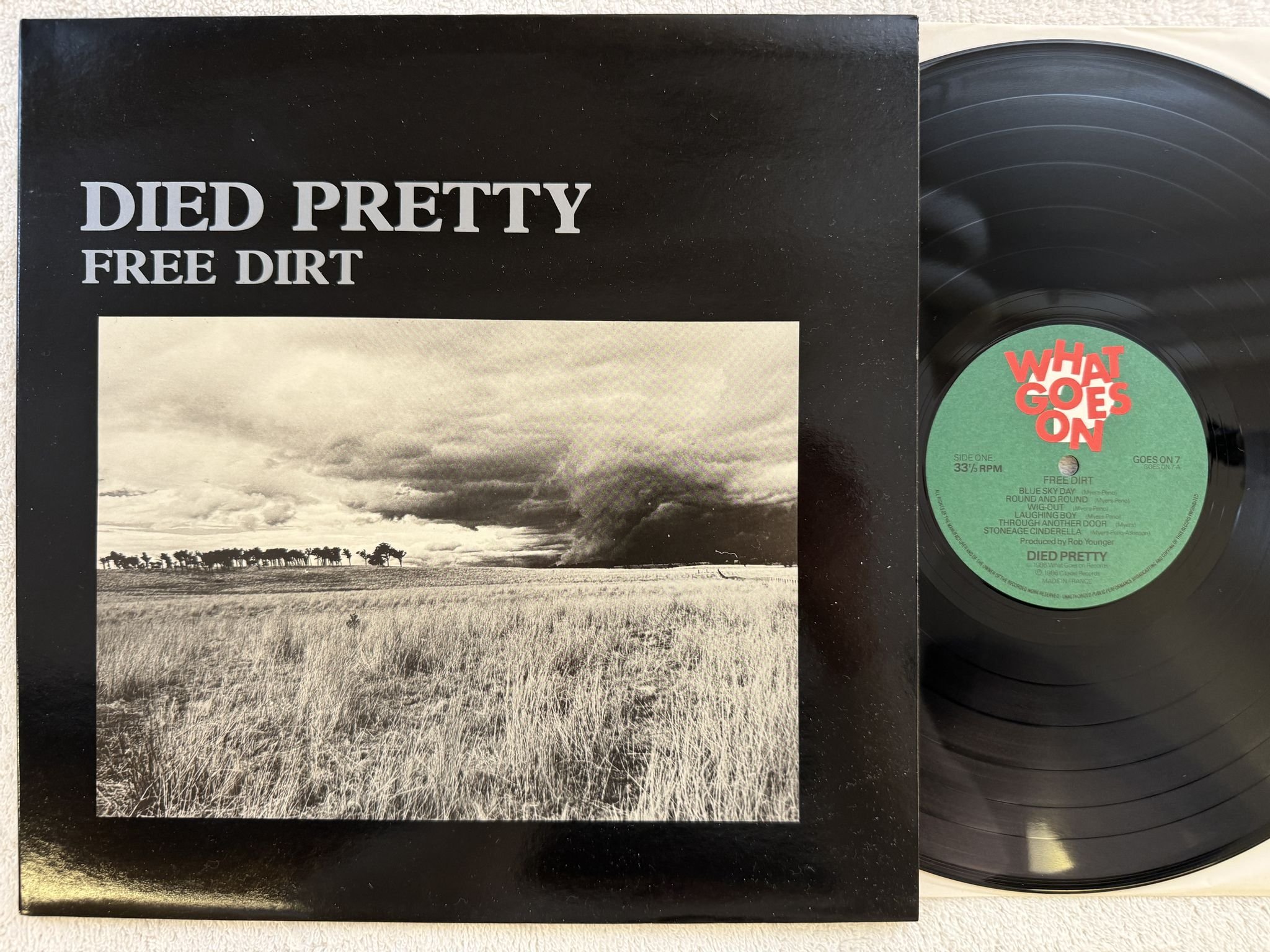 Omslagsbild för skivan DIED PRETTY free dirt LP -86 WHAT GOES ON goes on 7