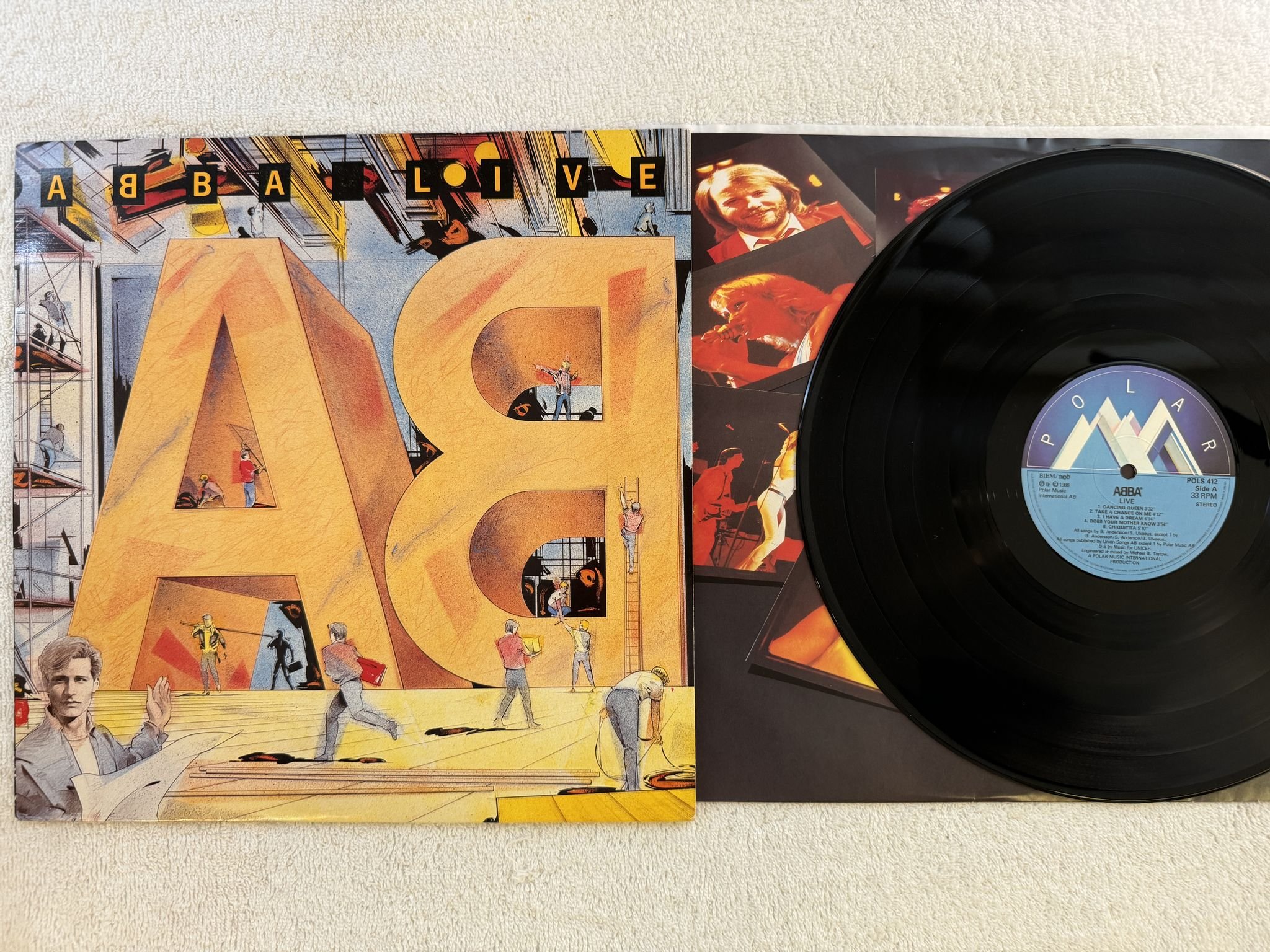 Omslagsbild för skivan ABBA live LP -86 ncb POLAR POLS 412