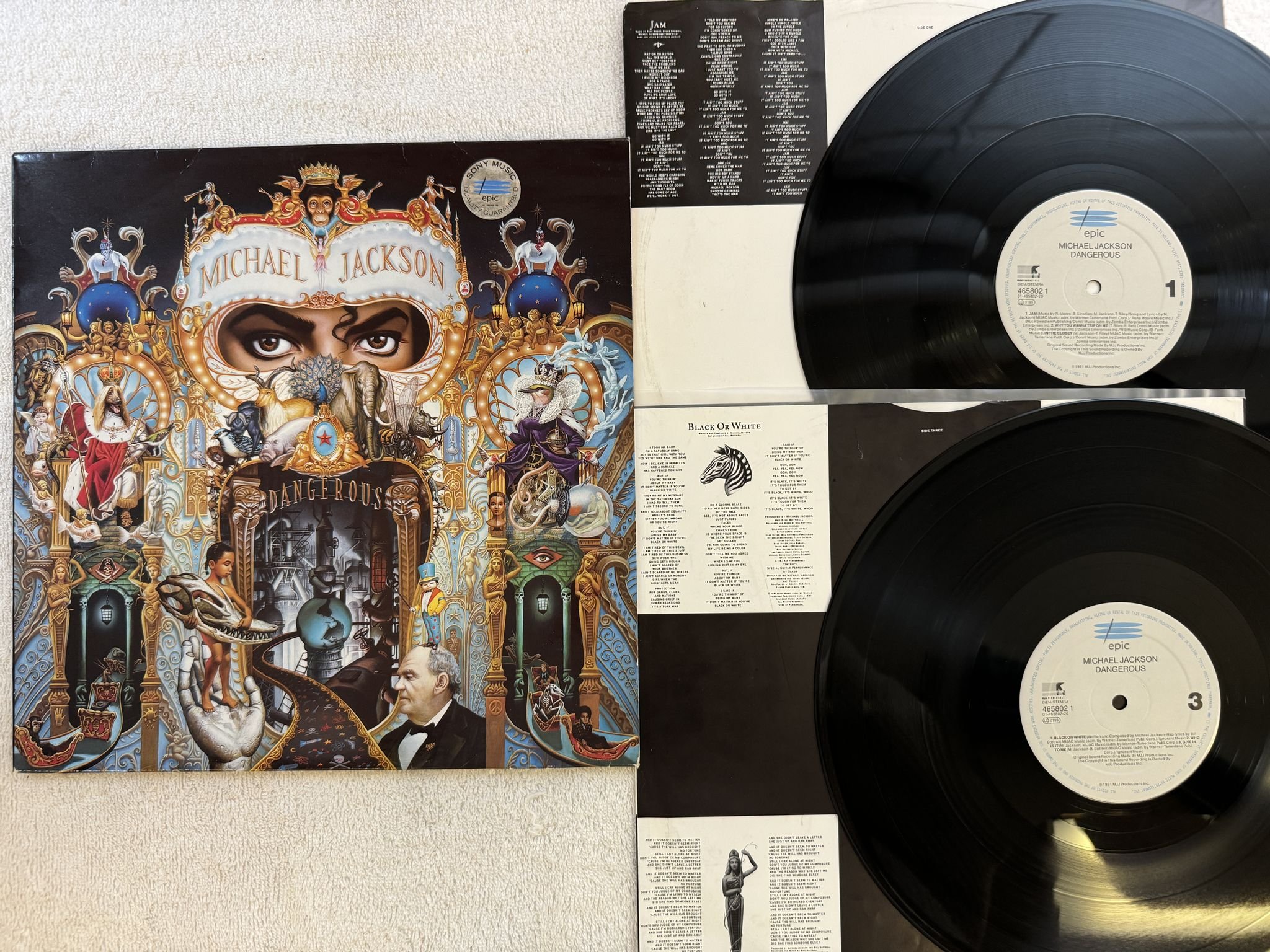 Omslagsbild för skivan MICHAEL JACKSON Dangerous 2xLP -91 EPIC EPC 465802 1