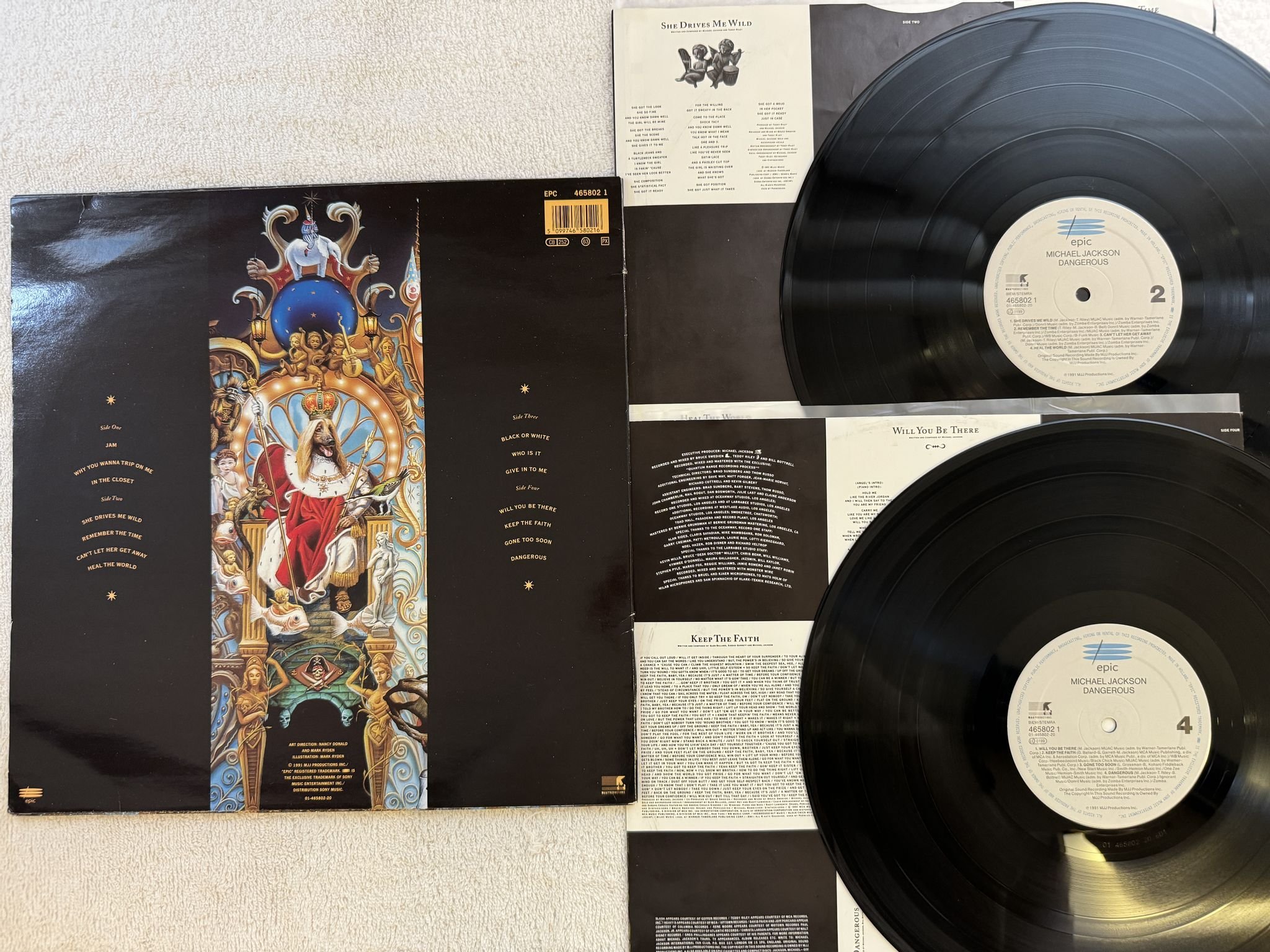 Omslagsbild för skivan MICHAEL JACKSON Dangerous 2xLP -91 EPIC EPC 465802 1