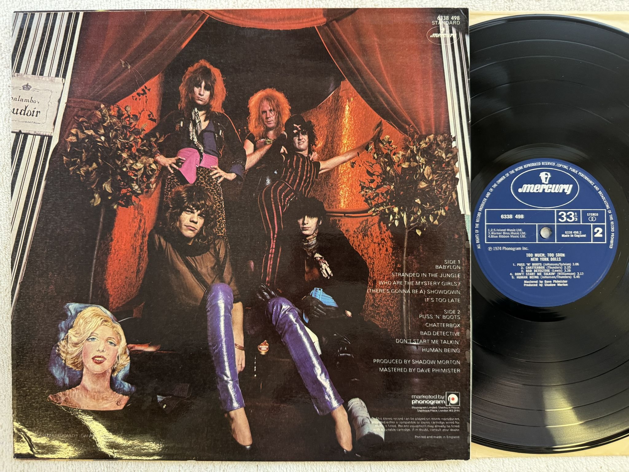 Omslagsbild för skivan NEW YORK DOLLS too soon too much LP -74 UK PHILIPS 6338 498