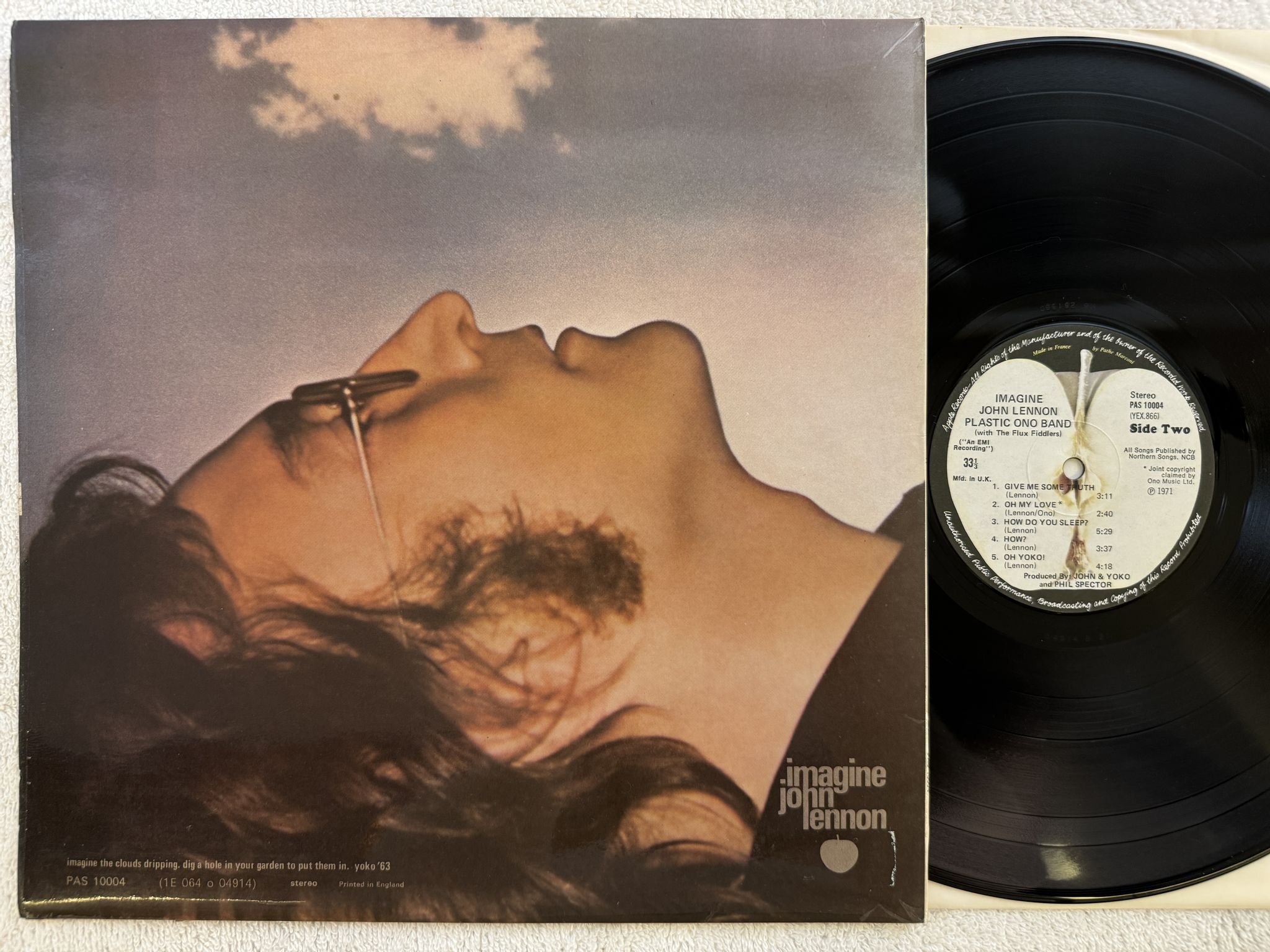 Omslagsbild för skivan JOHN LENNON imagine LP -71 UK APPLE PAS 10004 *** CLASSIC ***