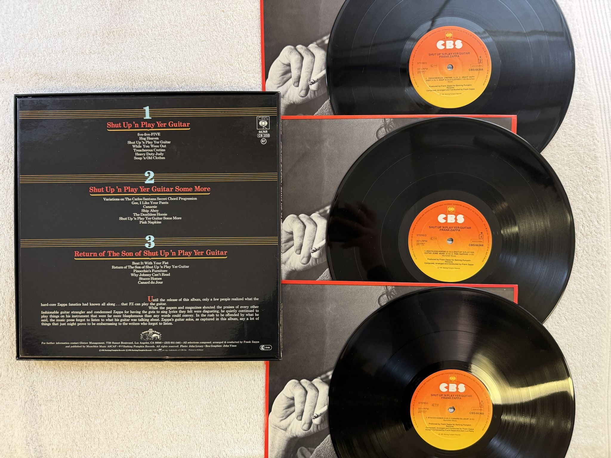 Omslagsbild för skivan FRANK ZAPPA shut up n play yer guitar 3xLP -81 Hol CBS 66368